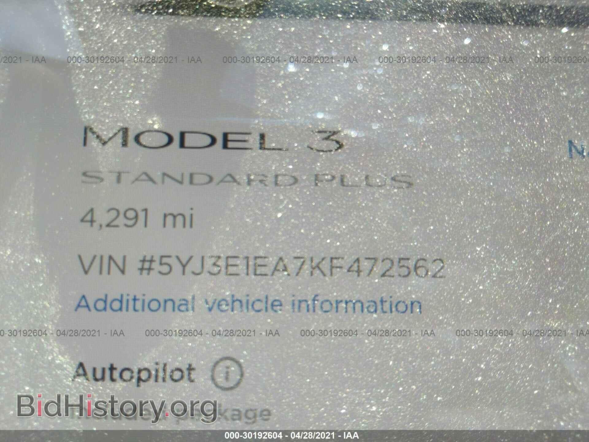2019 TESLA MODEL 3 - VIN: 5YJ3E1EA7KF472562 - Photo 7
