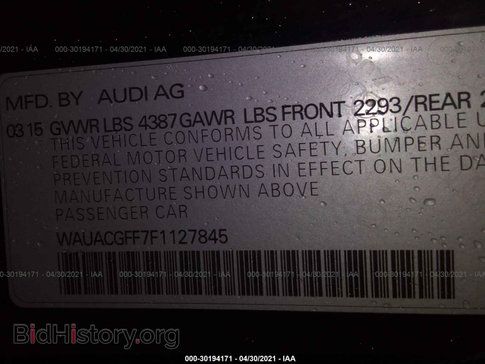 2015 AUDI A3 - VIN: WAUACGFF7F1127845 - Фото 9