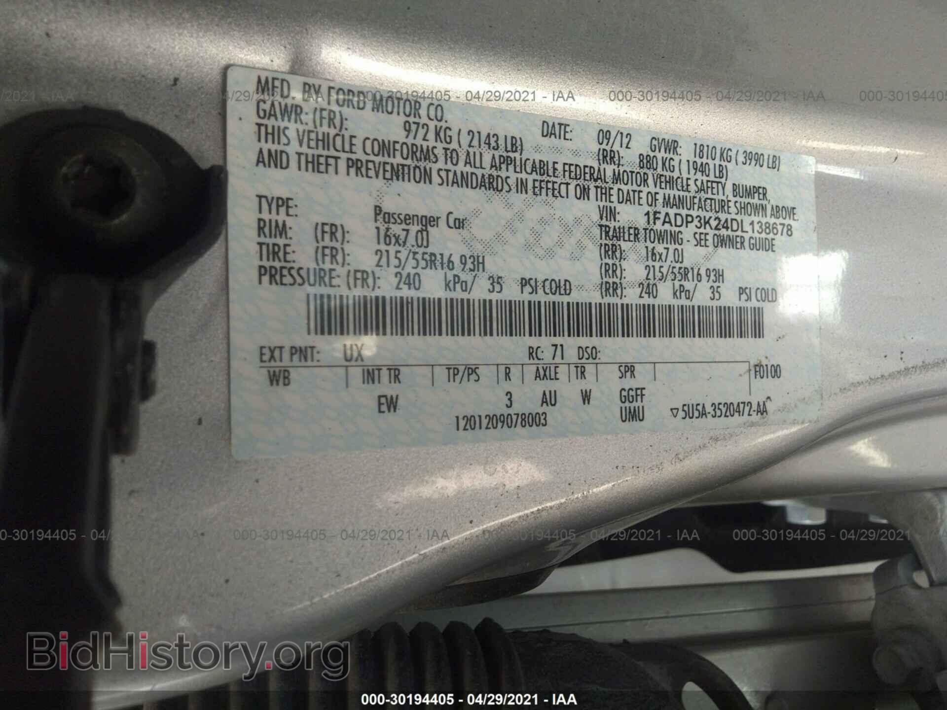 2013 FORD FOCUS - VIN: 1FADP3K24DL138678 - Фото 9