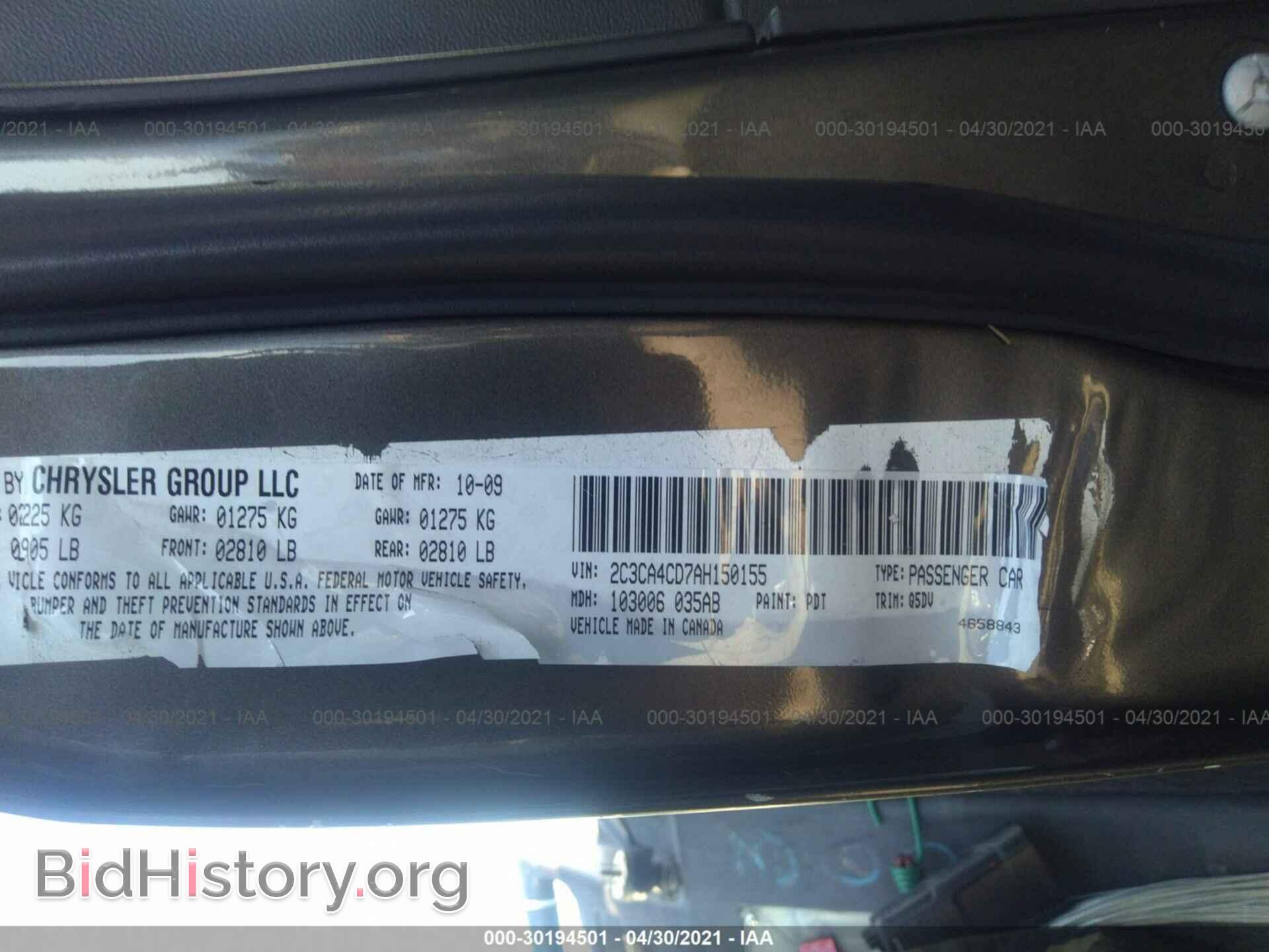 2010 CHRYSLER 300 - VIN: 2C3CA4CD7AH150155 - Фото 9
