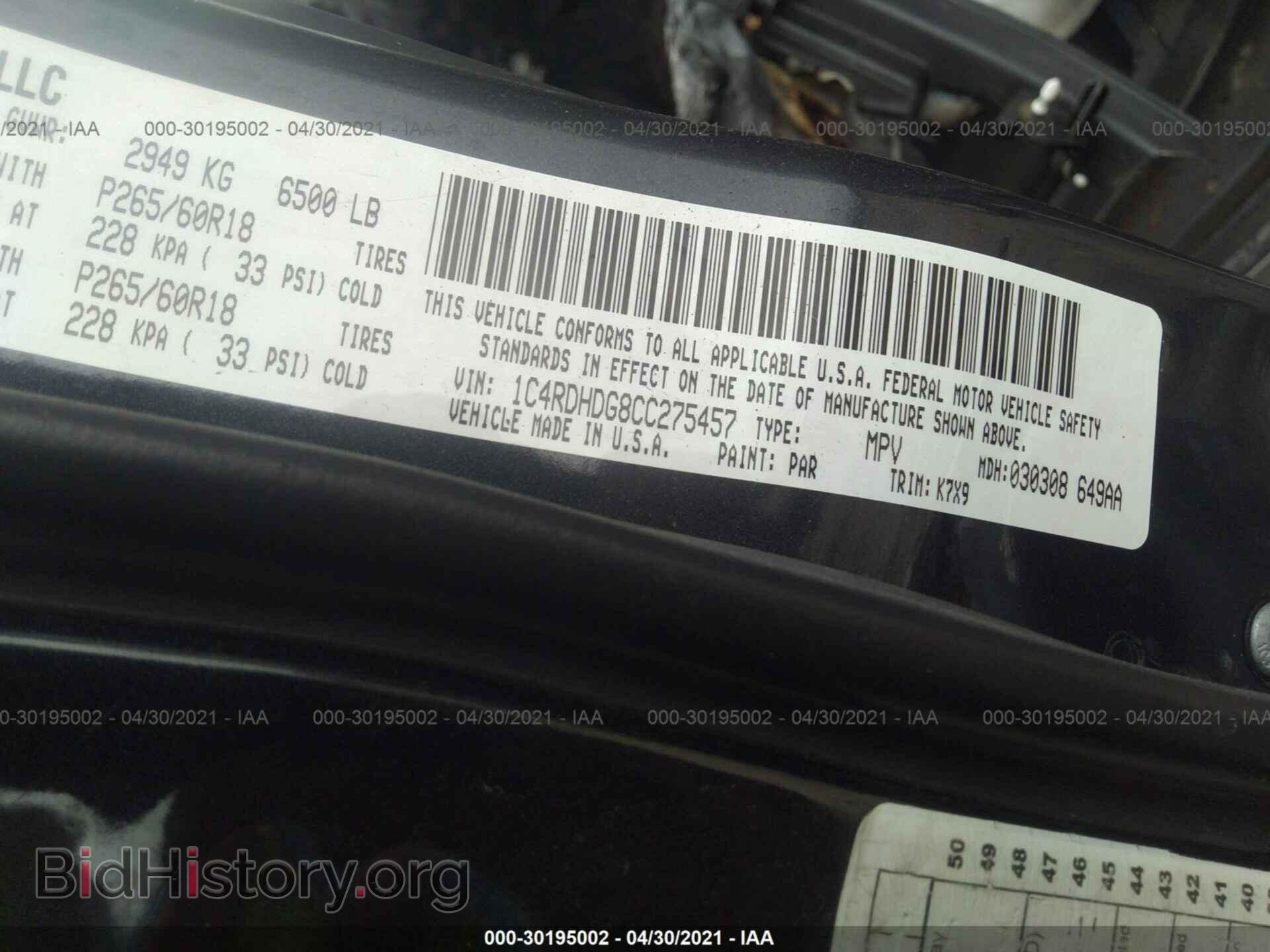 2012 DODGE DURANGO - VIN: 1C4RDHDG8CC275457 - Photo 9