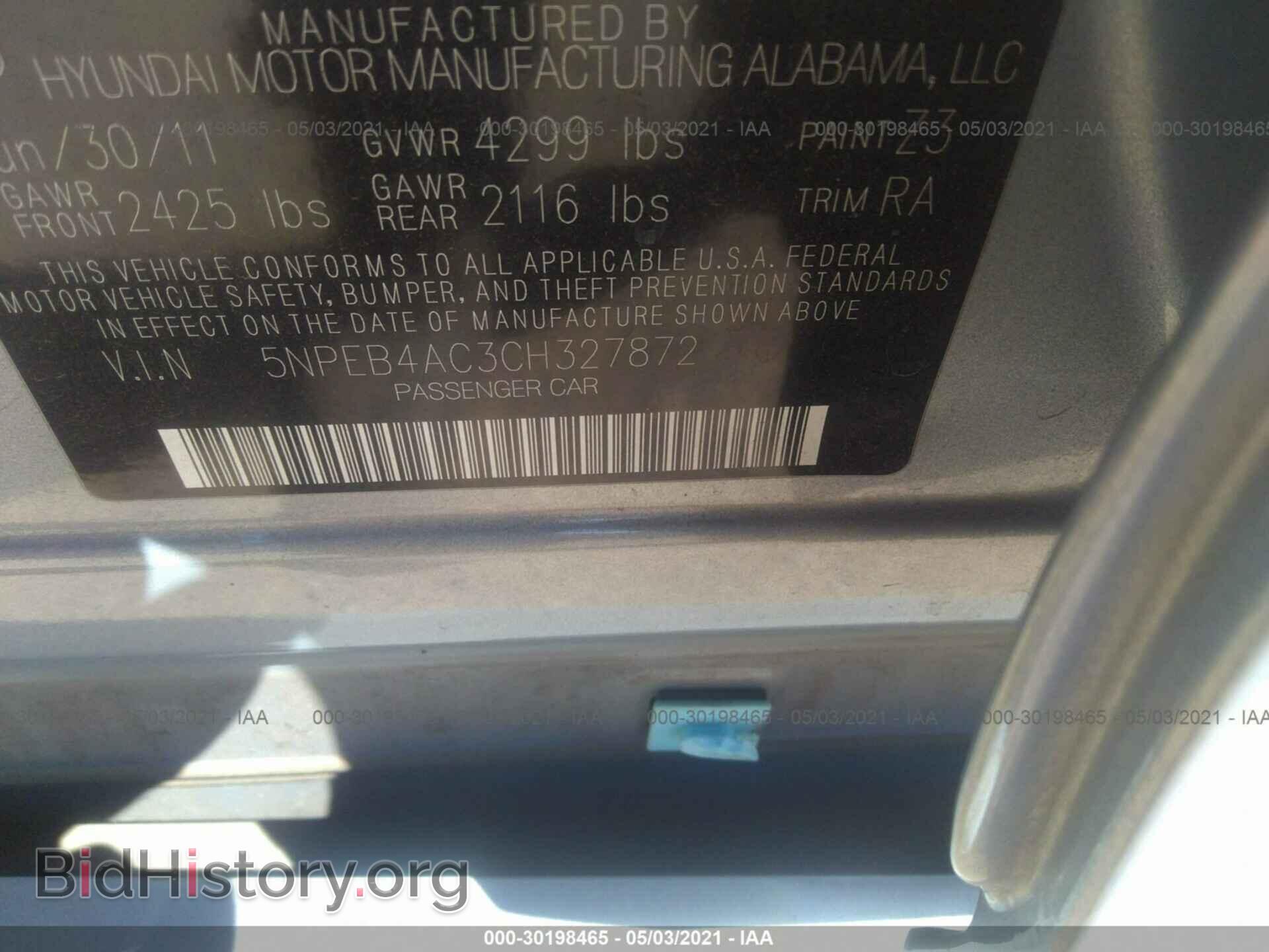 2012 HYUNDAI SONATA - VIN: 5NPEB4AC3CH327872 - Фото 9