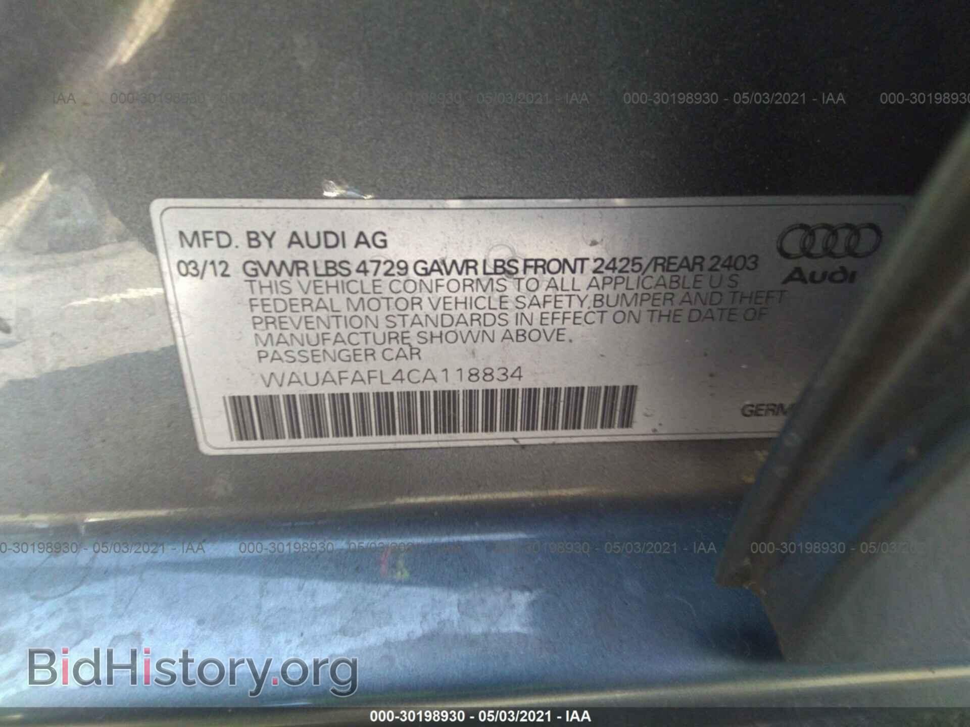 2012 AUDI A4 - VIN: WAUAFAFL4CA118834 - Фото 9