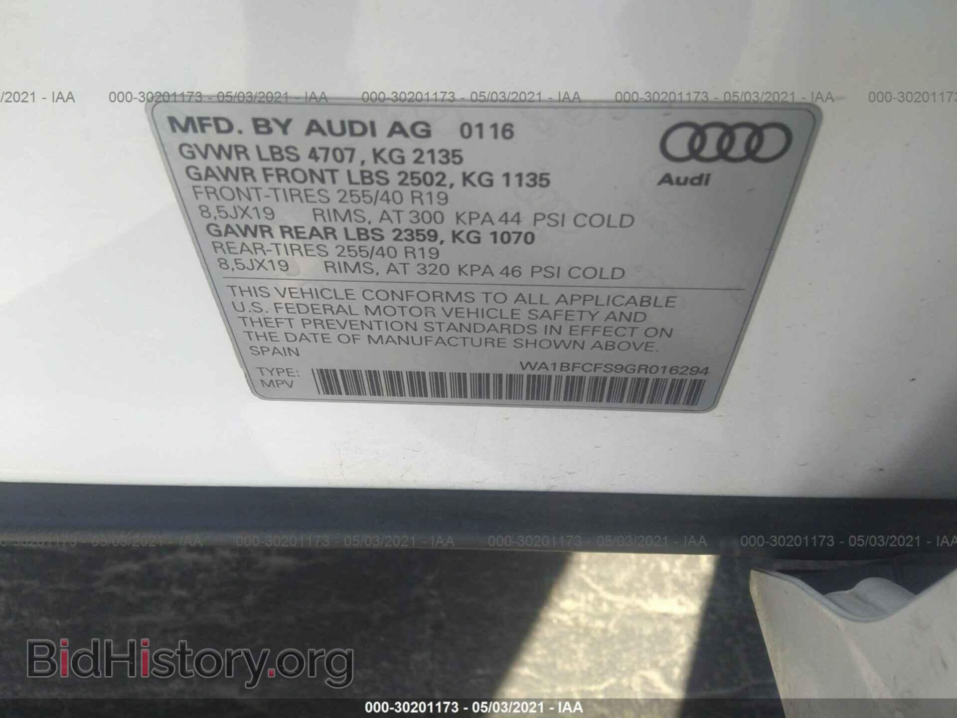 2016 AUDI Q3 - VIN: WA1BFCFS9GR016294 - Фото 9