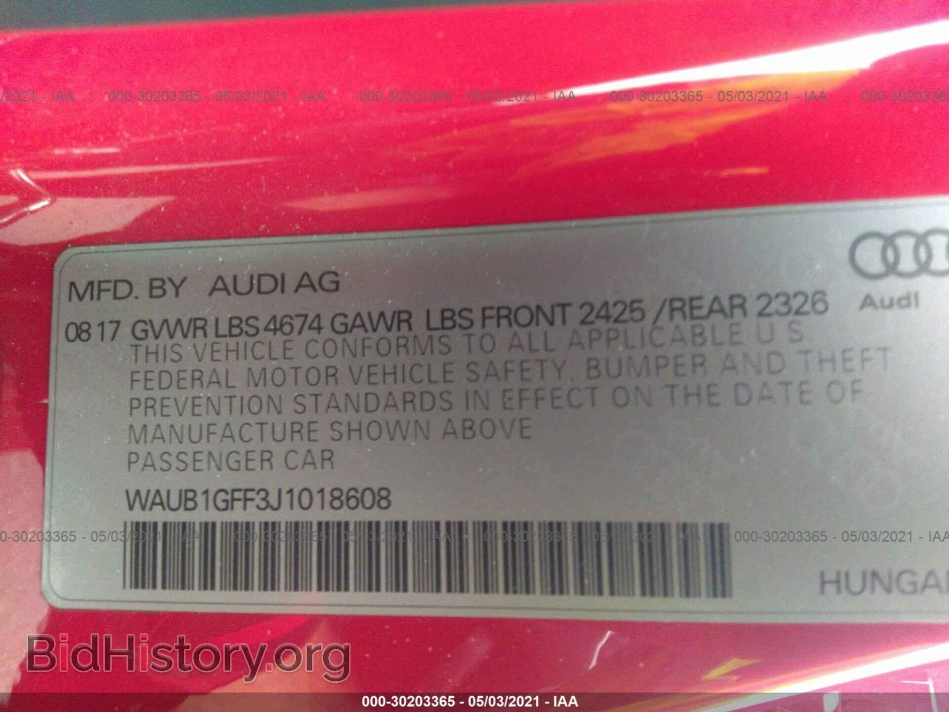 2018 AUDI S3 - VIN: WAUB1GFF3J1018608 - Photo 9