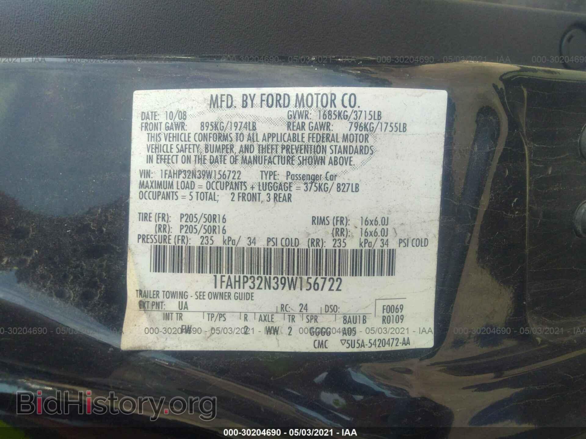 2009 FORD FOCUS - VIN: 1FAHP32N39W156722 - Фото 9