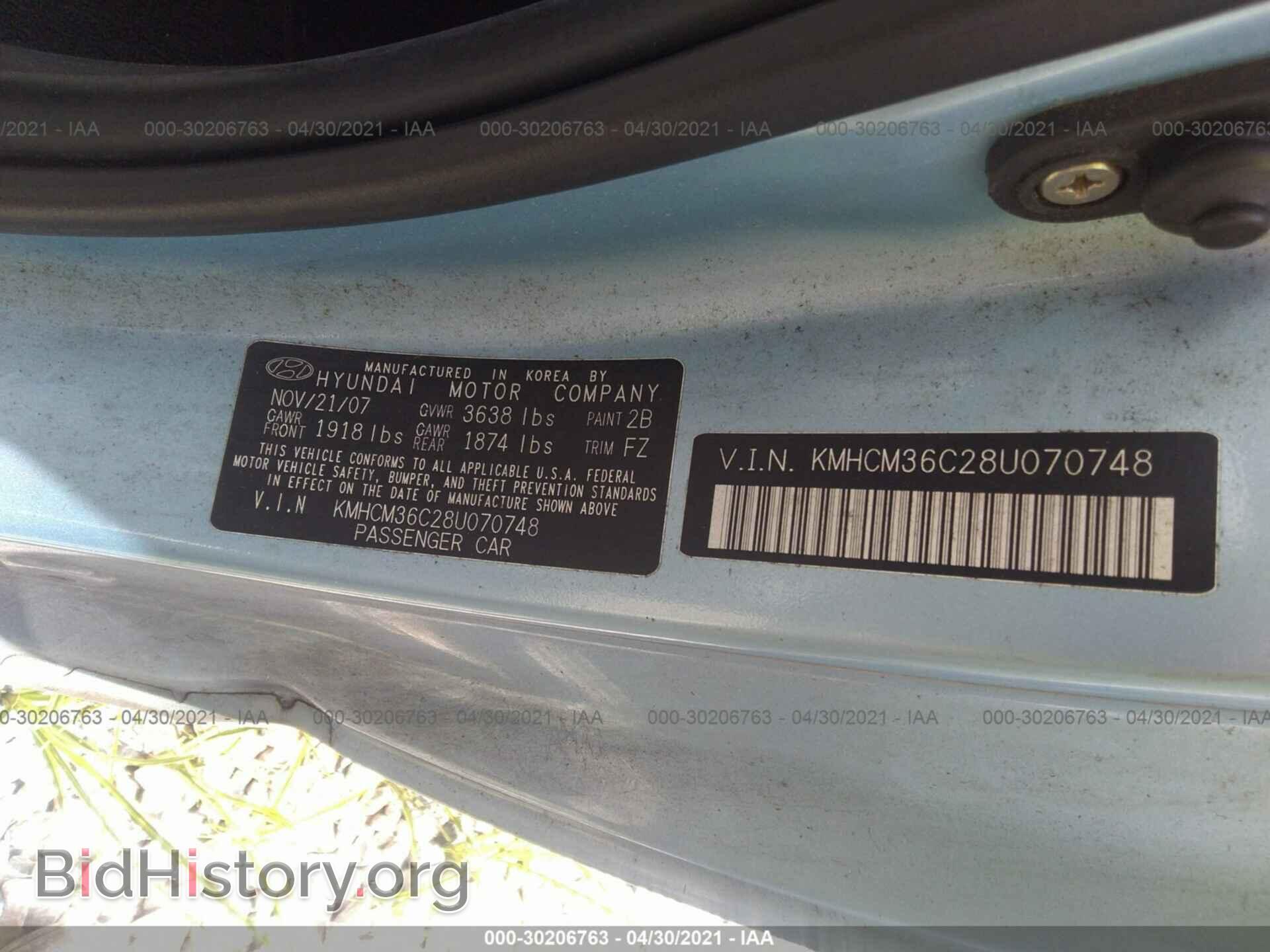 2008 HYUNDAI ACCENT - VIN: KMHCM36C28U070748 - Фото 9