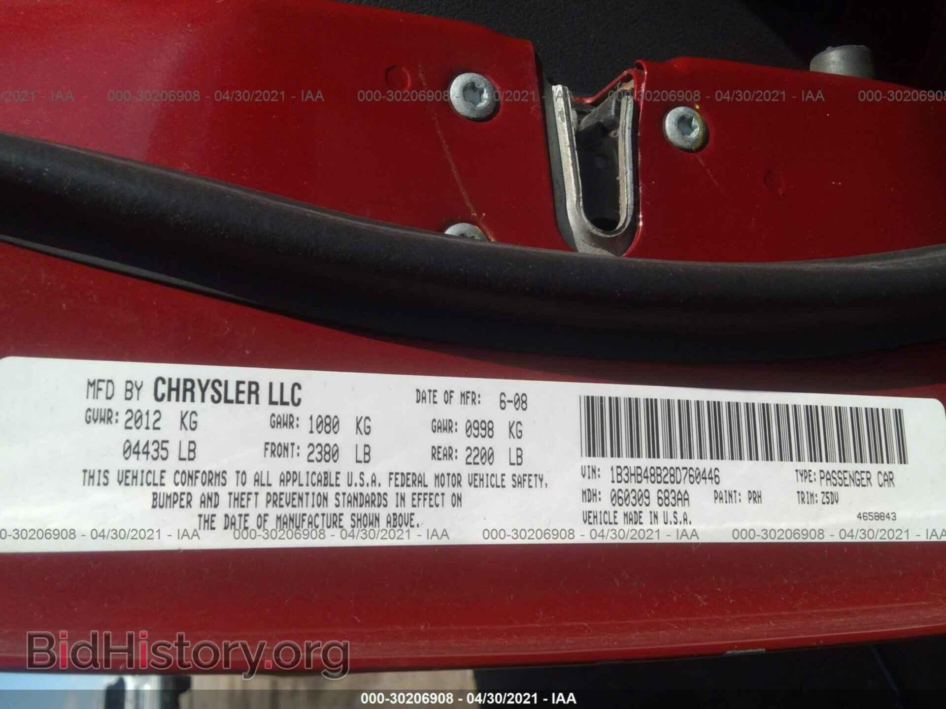 2008 DODGE CALIBER - VIN: 1B3HB48B28D760446 - Photo 9