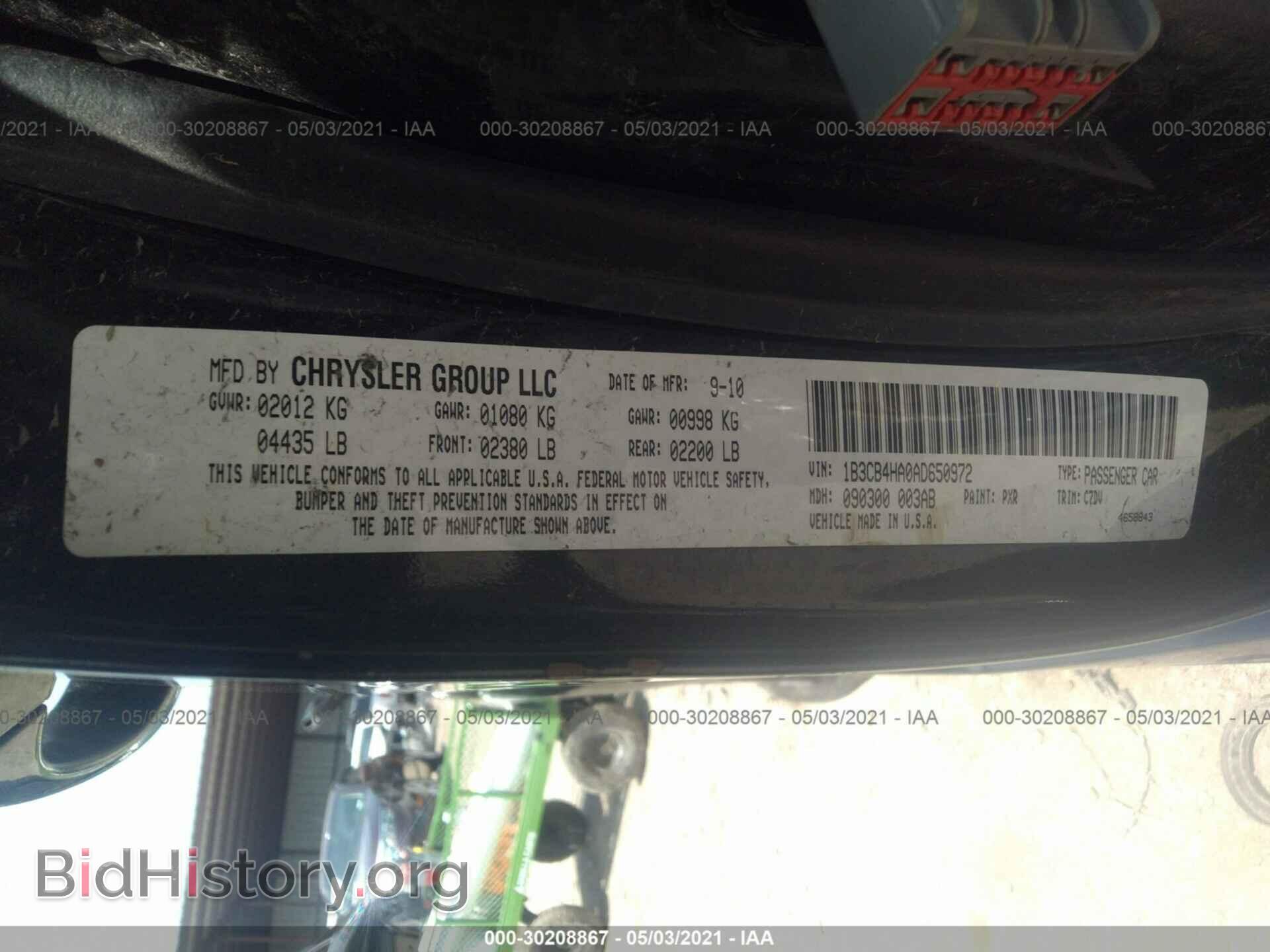 2010 DODGE CALIBER - VIN: 1B3CB4HA0AD650972 - Фото 9