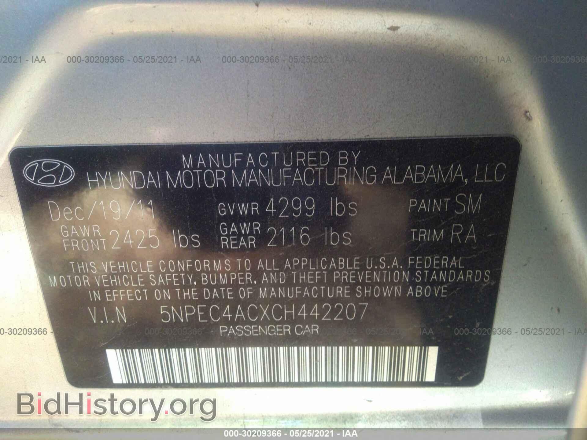 2012 HYUNDAI SONATA - VIN: 5NPEC4ACXCH442207 - Photo 9