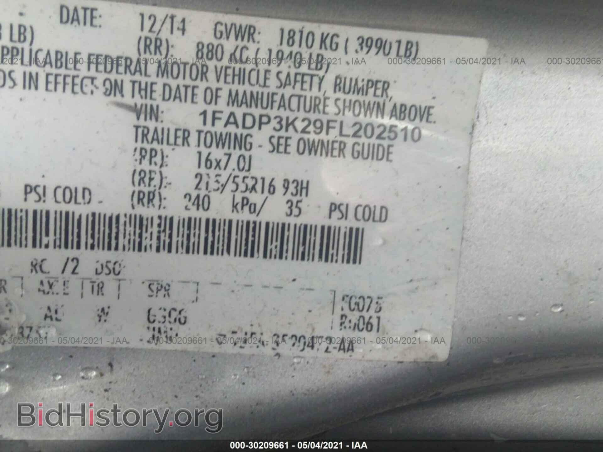 2015 FORD FOCUS - VIN: 1FADP3K29FL202510 - Фото 9