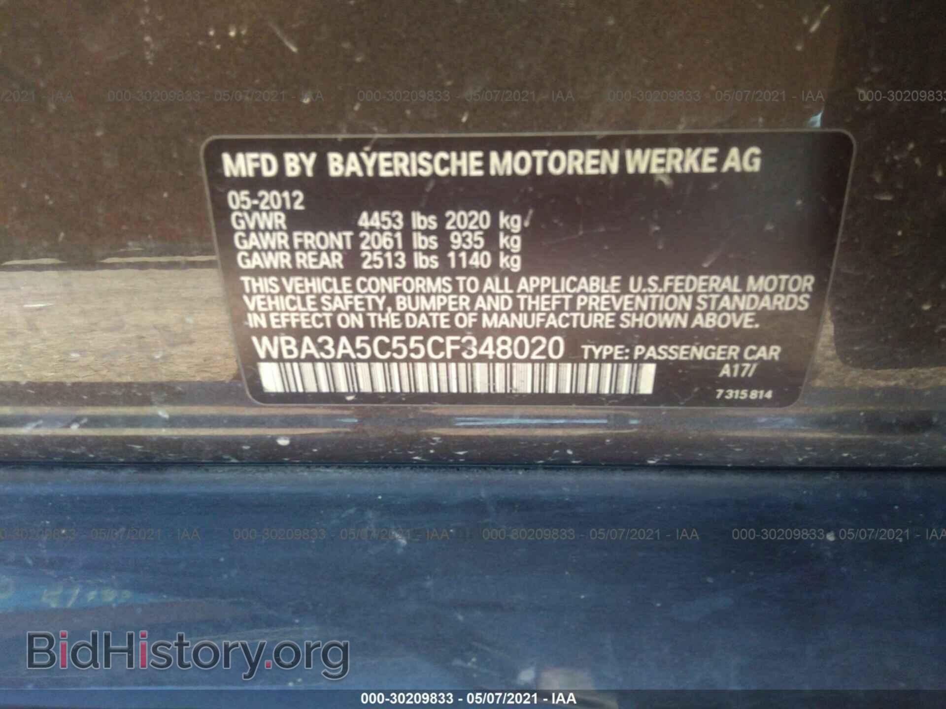 2012 BMW 3 SERIES - VIN: WBA3A5C55CF348020 - Фото 9