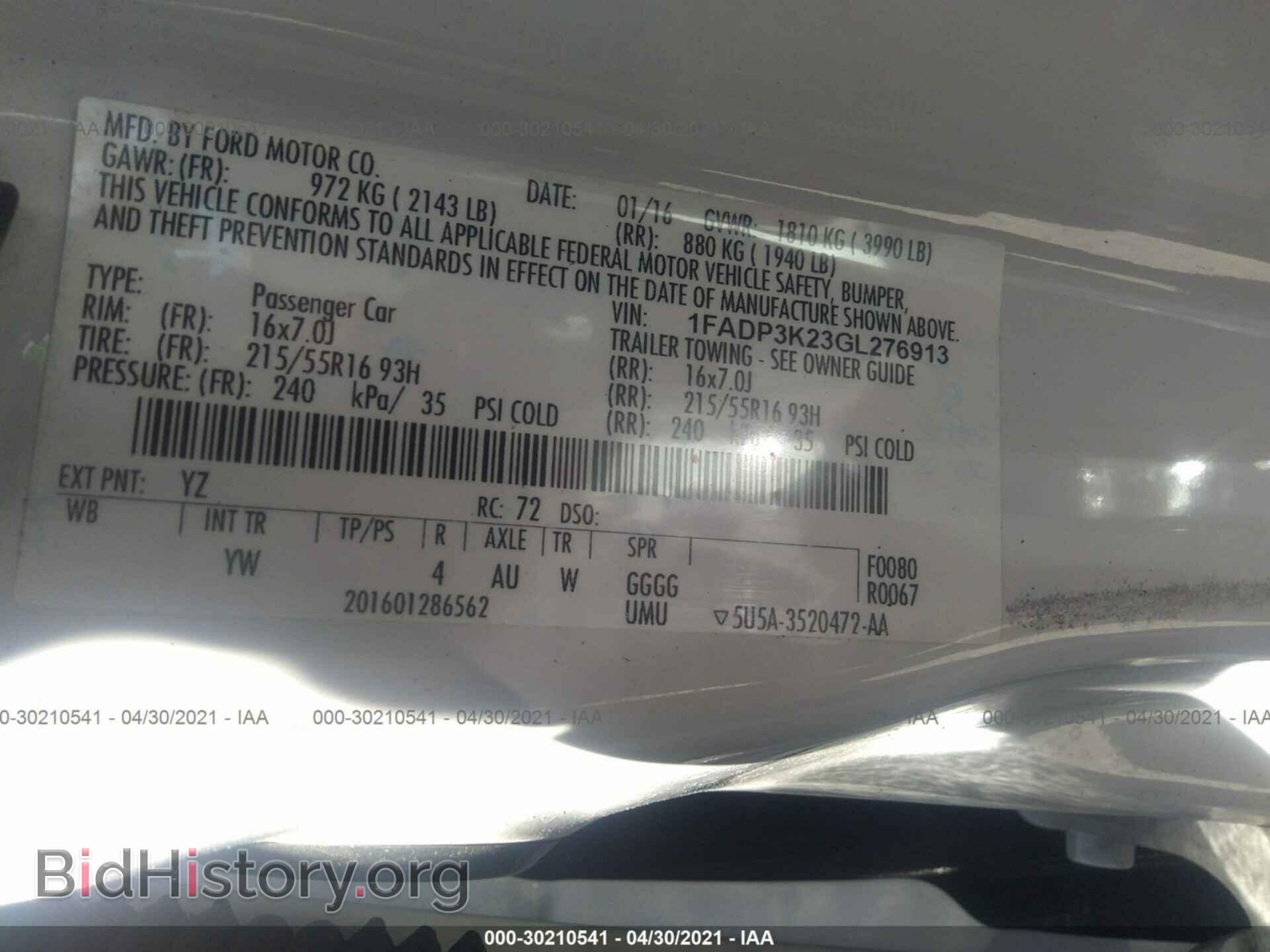 2016 FORD FOCUS - VIN: 1FADP3K23GL276913 - Фото 9