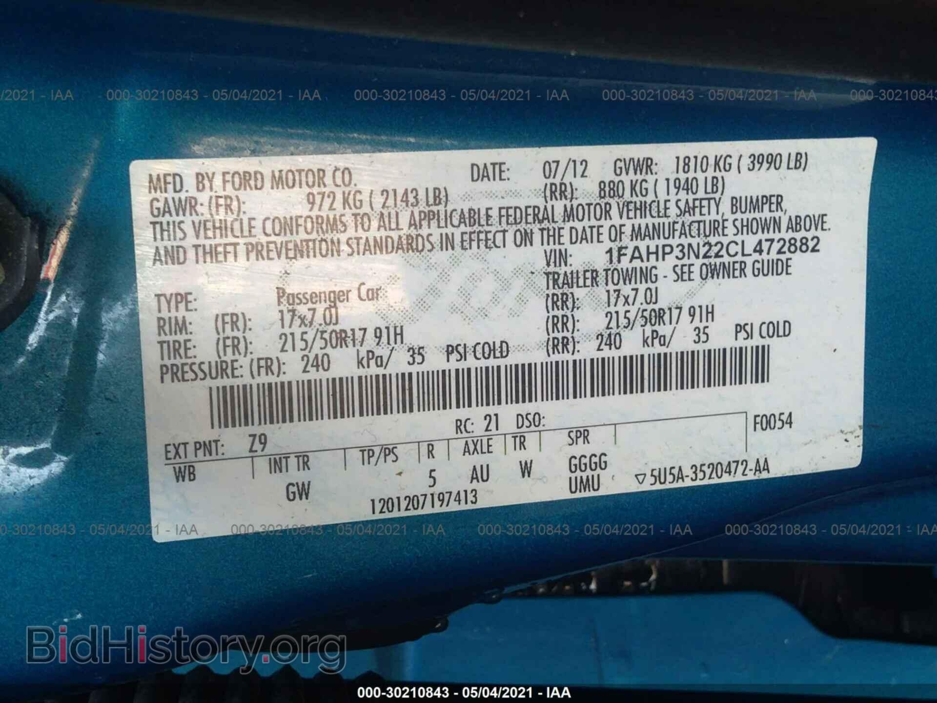 2012 FORD FOCUS - VIN: 1FAHP3N22CL472882 - Фото 9