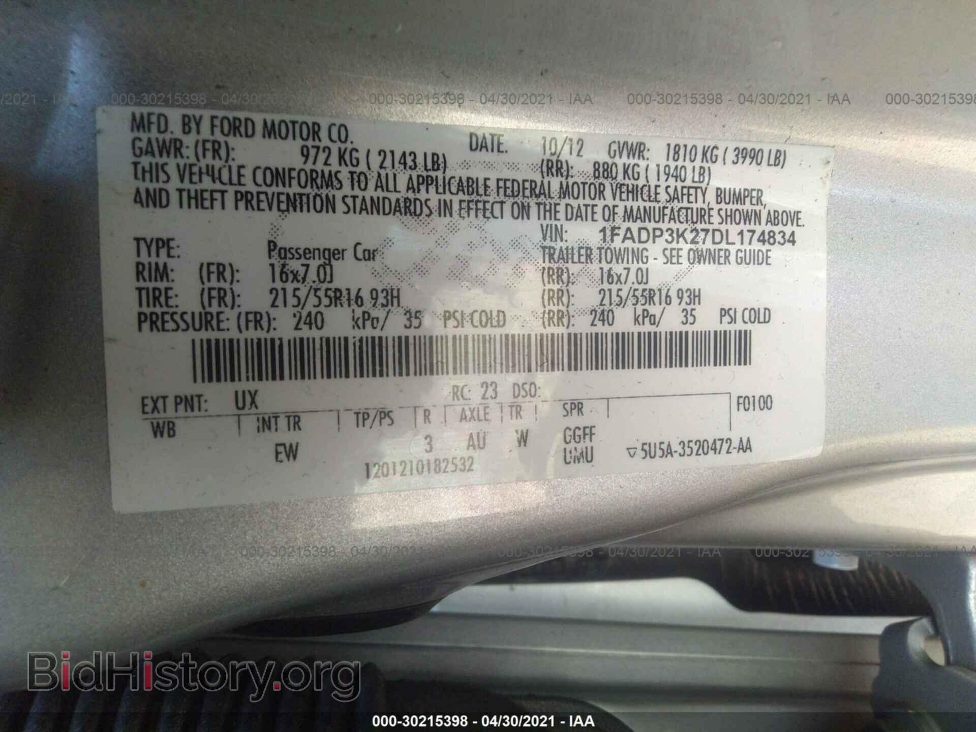 2013 FORD FOCUS - VIN: 1FADP3K27DL174834 - Фото 9