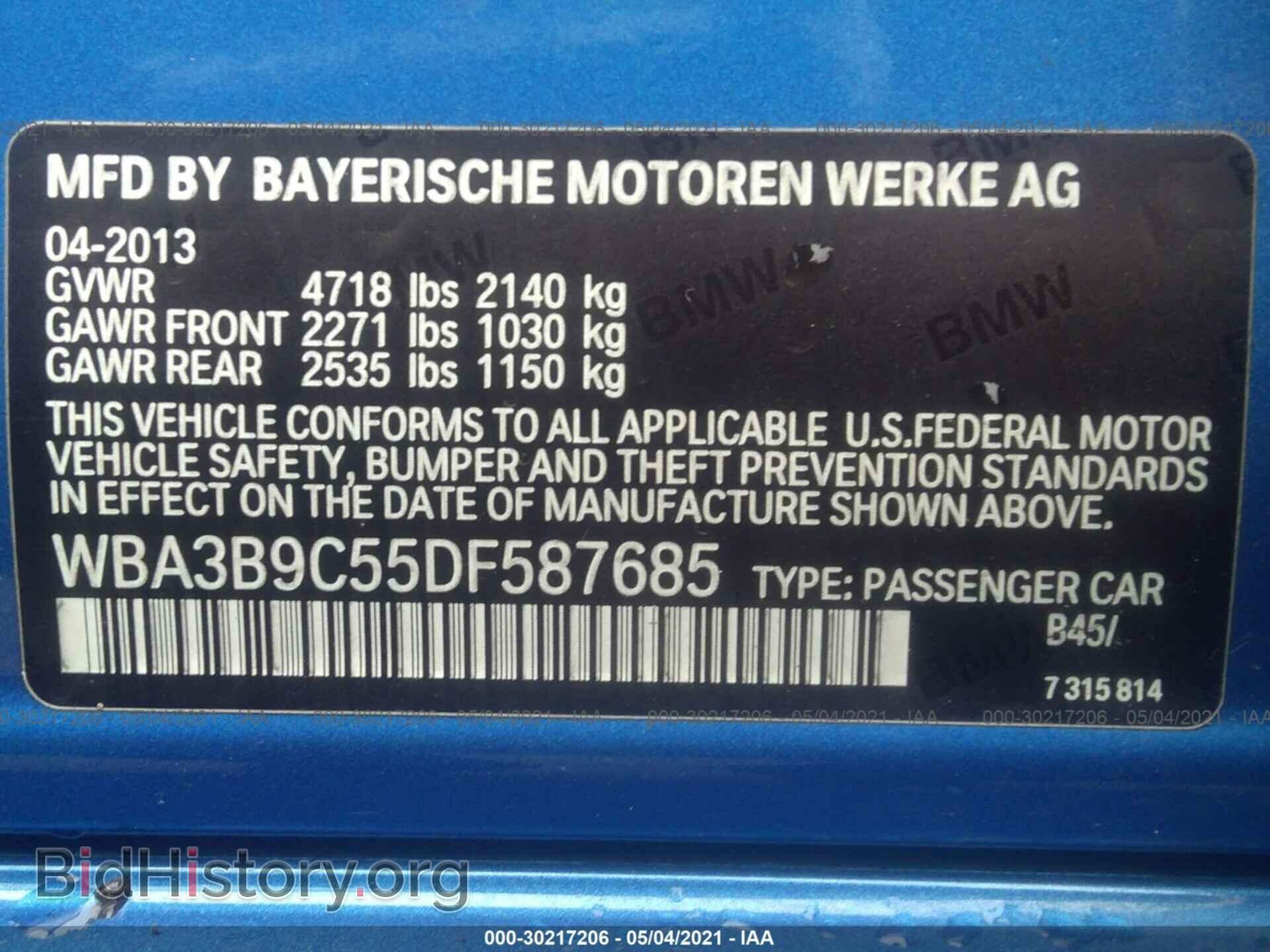 2013 BMW 3 SERIES - VIN: WBA3B9C55DF587685 - Фото 9