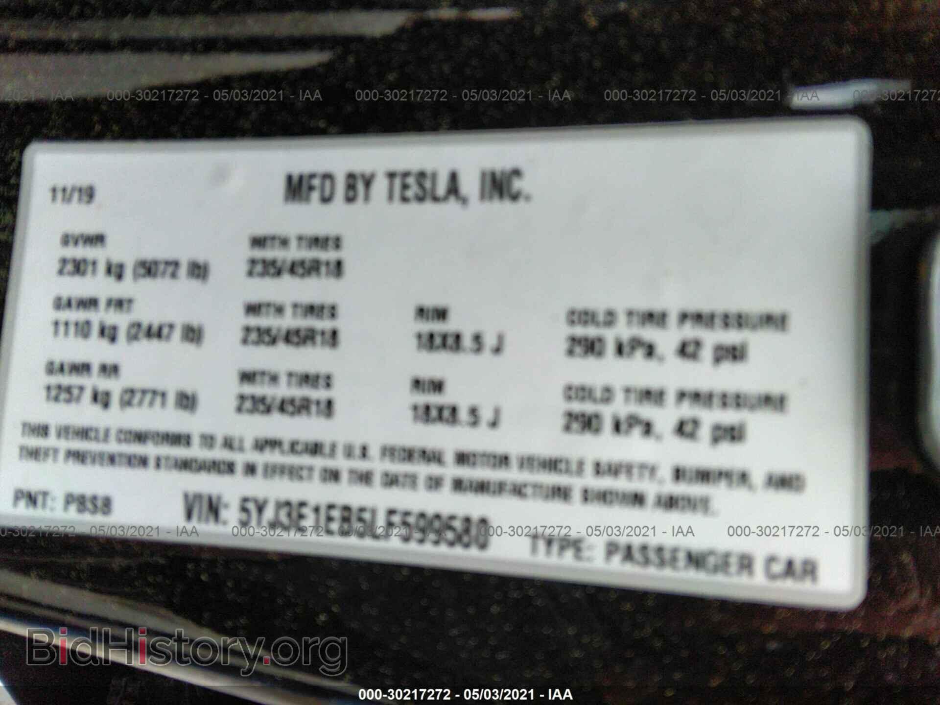 2020 TESLA MODEL 3 - VIN: 5YJ3E1EB5LF599580 - Photo 9