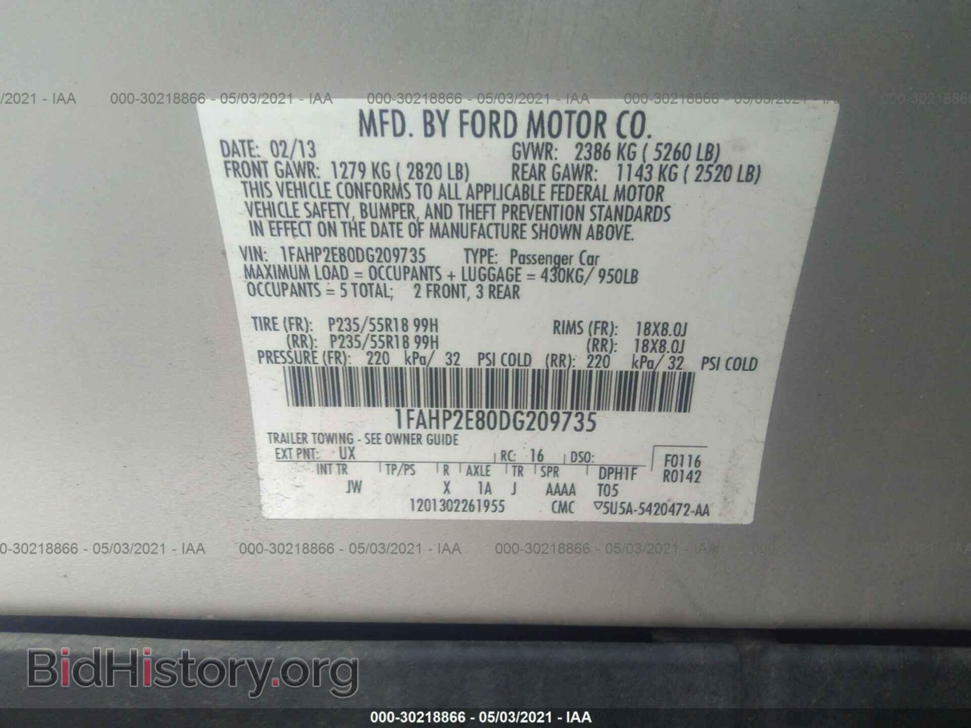 2013 FORD TAURUS - VIN: 1FAHP2E80DG209735 - Photo 9