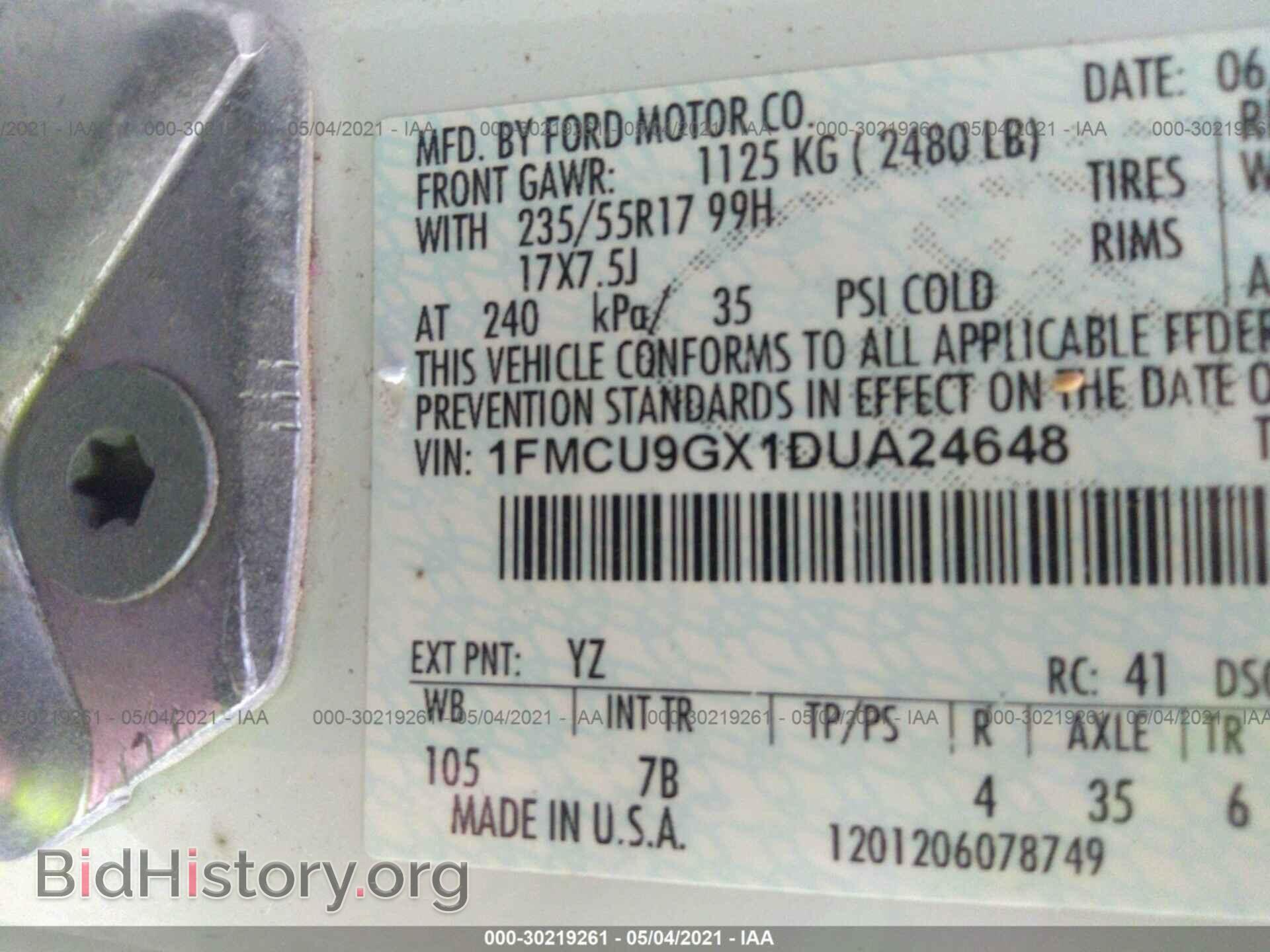 2013 FORD ESCAPE - VIN: 1FMCU9GX1DUA24648 - Photo 9