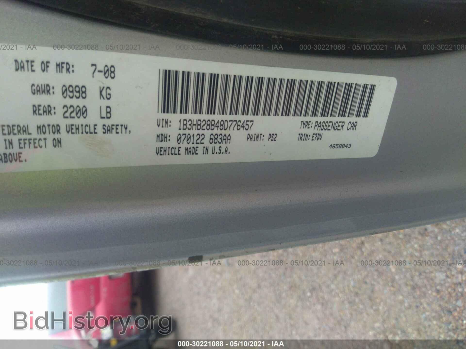 2008 DODGE CALIBER - VIN: 1B3HB28B48D776457 - Photo 9