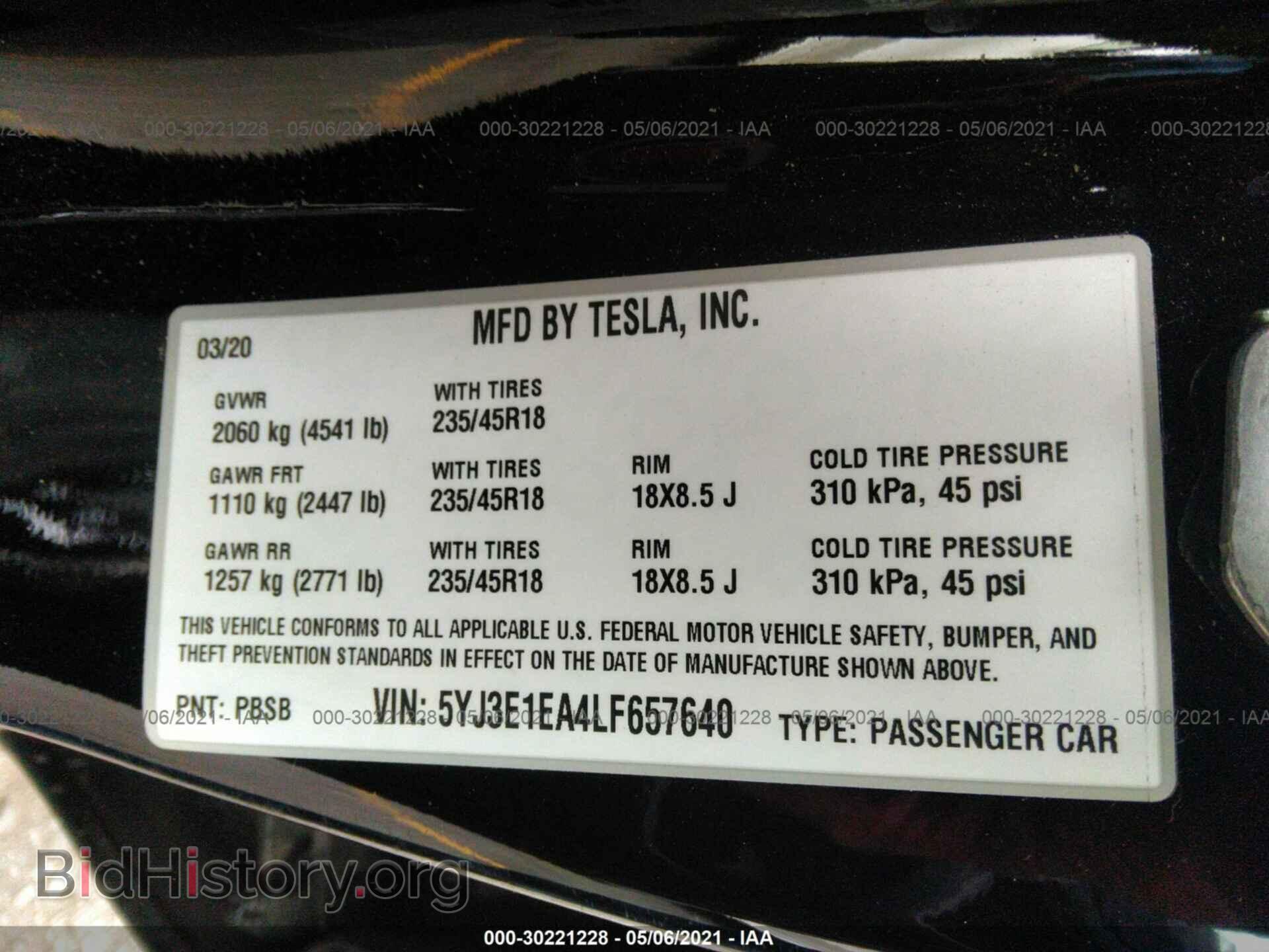 2020 TESLA MODEL 3 - VIN: 5YJ3E1EA4LF657640 - Photo 9