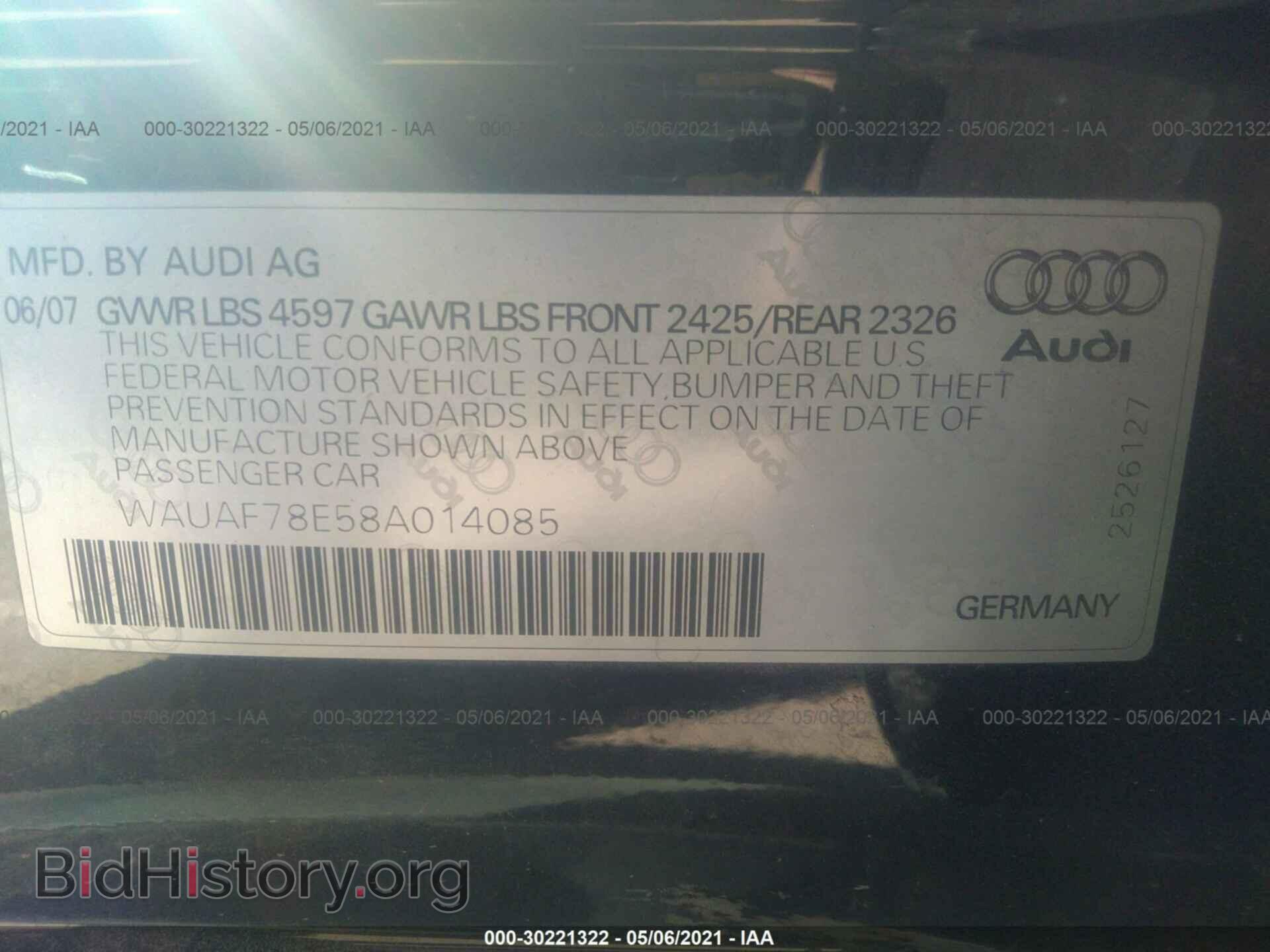 2008 AUDI A4 - VIN: WAUAF78E58A014085 - Photo 9