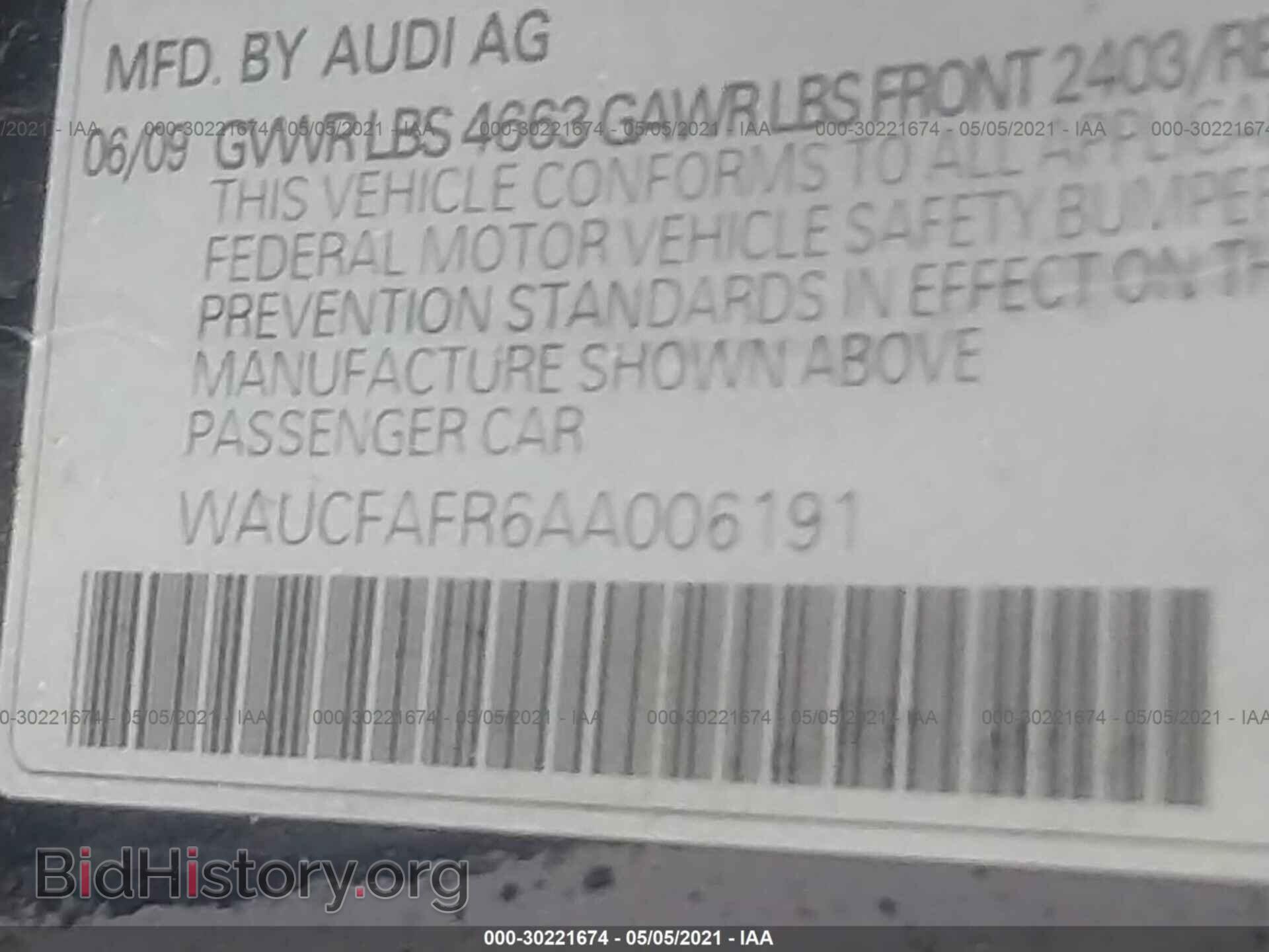 2010 AUDI A5 - VIN: WAUCFAFR6AA006191 - Photo 9