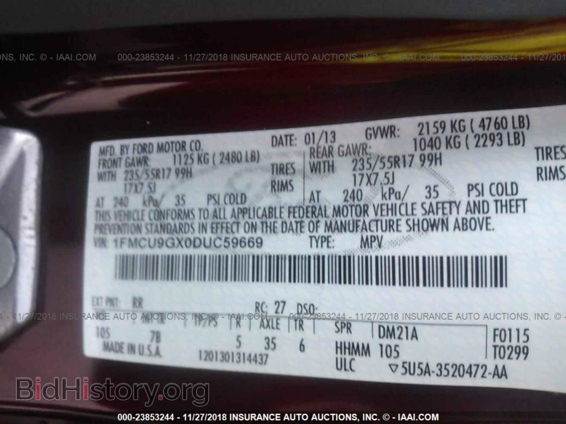2013 FORD ESCAPE - VIN: 1FMCU9GX0DUC59669 - Фото 9