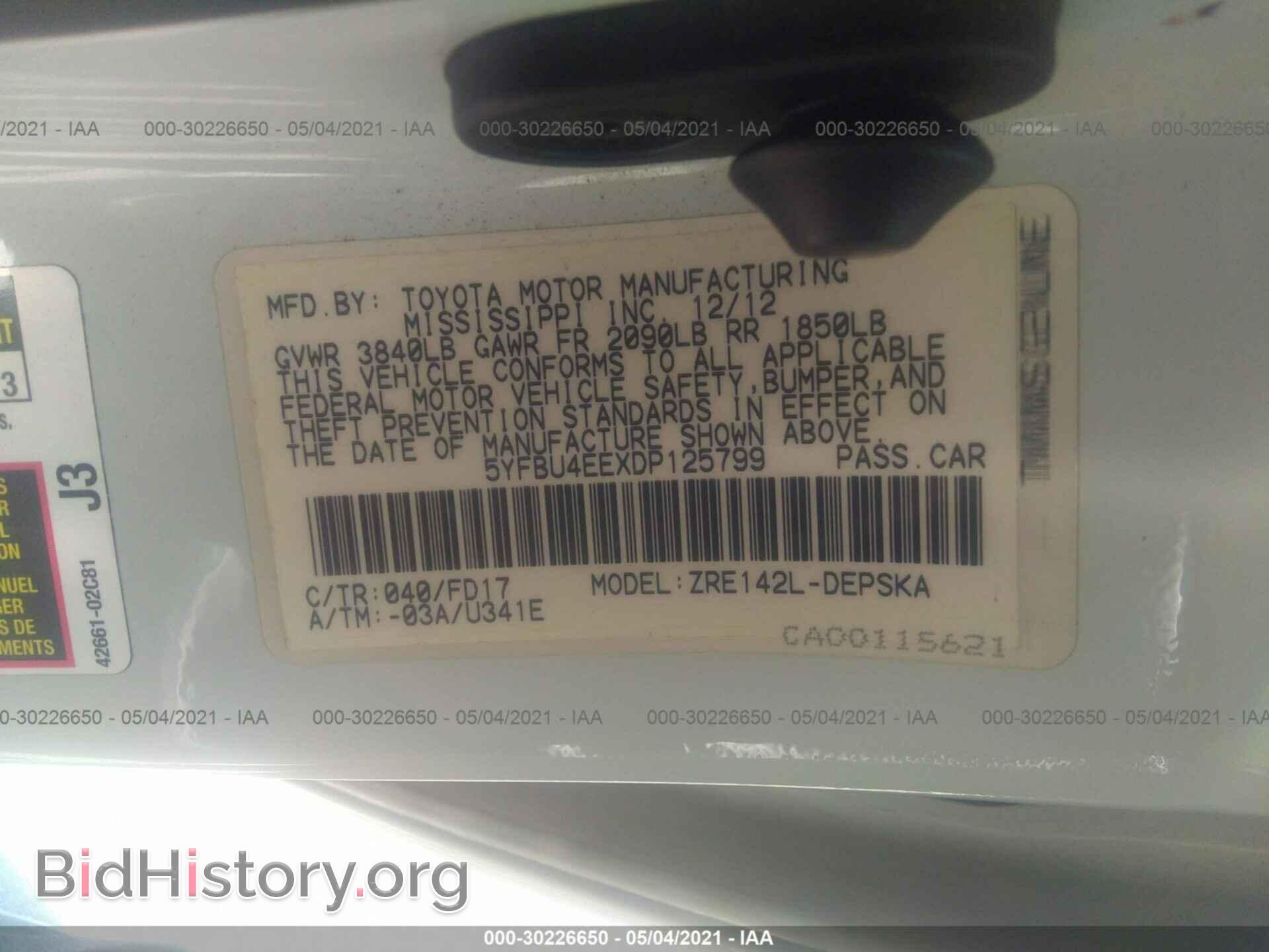 2013 TOYOTA COROLLA - VIN: 5YFBU4EEXDP125799 - Фото 9