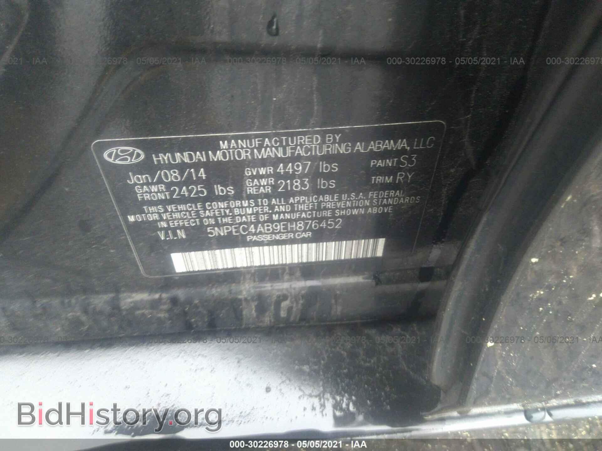 2014 HYUNDAI SONATA - VIN: 5NPEC4AB9EH876452 - Photo 9