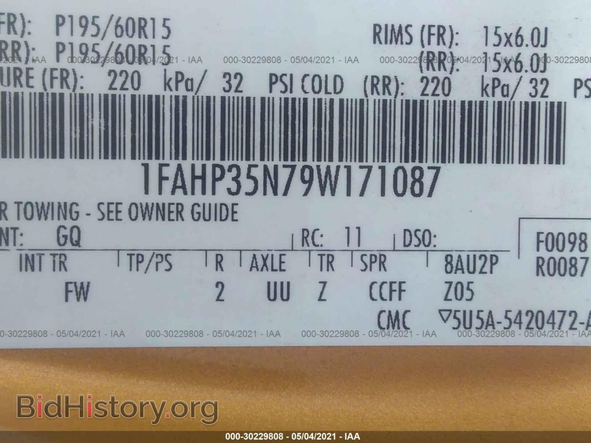 2009 FORD FOCUS - VIN: 1FAHP35N79W171087 - Фото 9