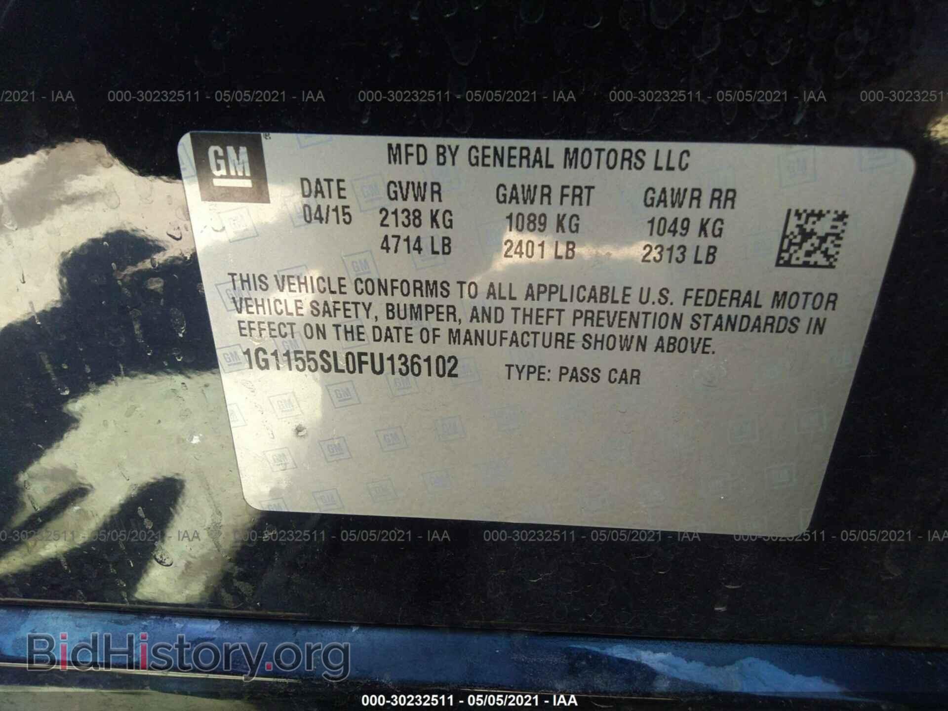 2015 CHEVROLET IMPALA - VIN: 1G1155SL0FU136102 - Photo 9
