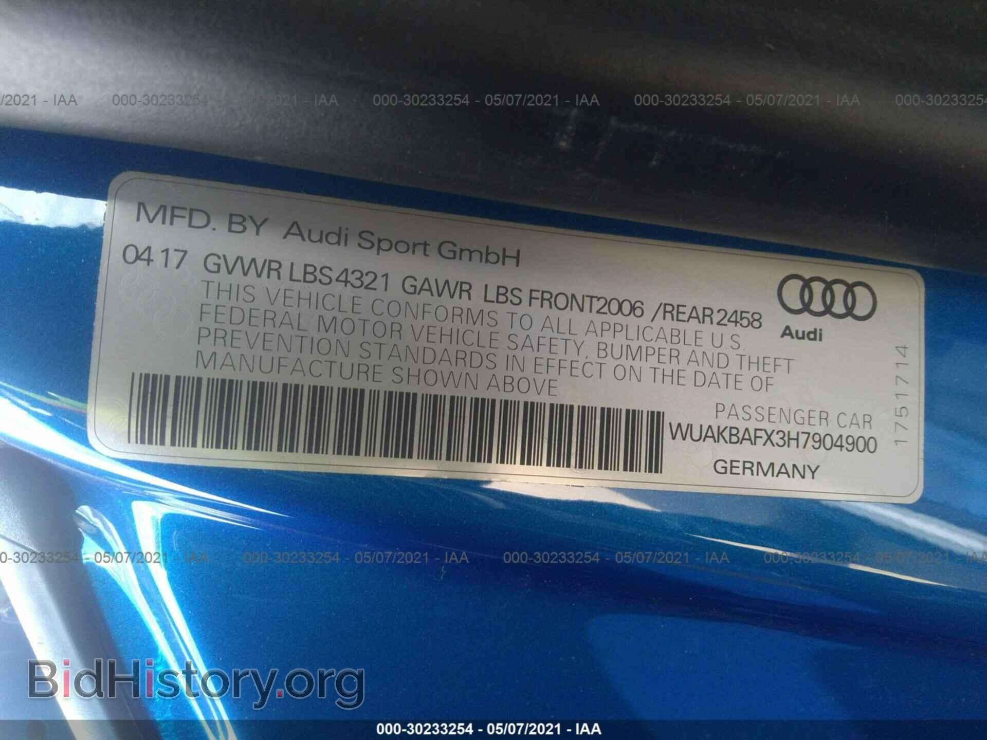 2017 AUDI R8 - VIN: WUAKBAFX3H7904900 - Фото 9