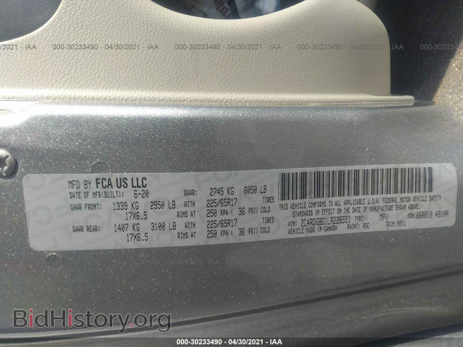 2020 DODGE GRAND CARAVAN - VIN: 2C4RDGBG1LR228551 - Photo 9