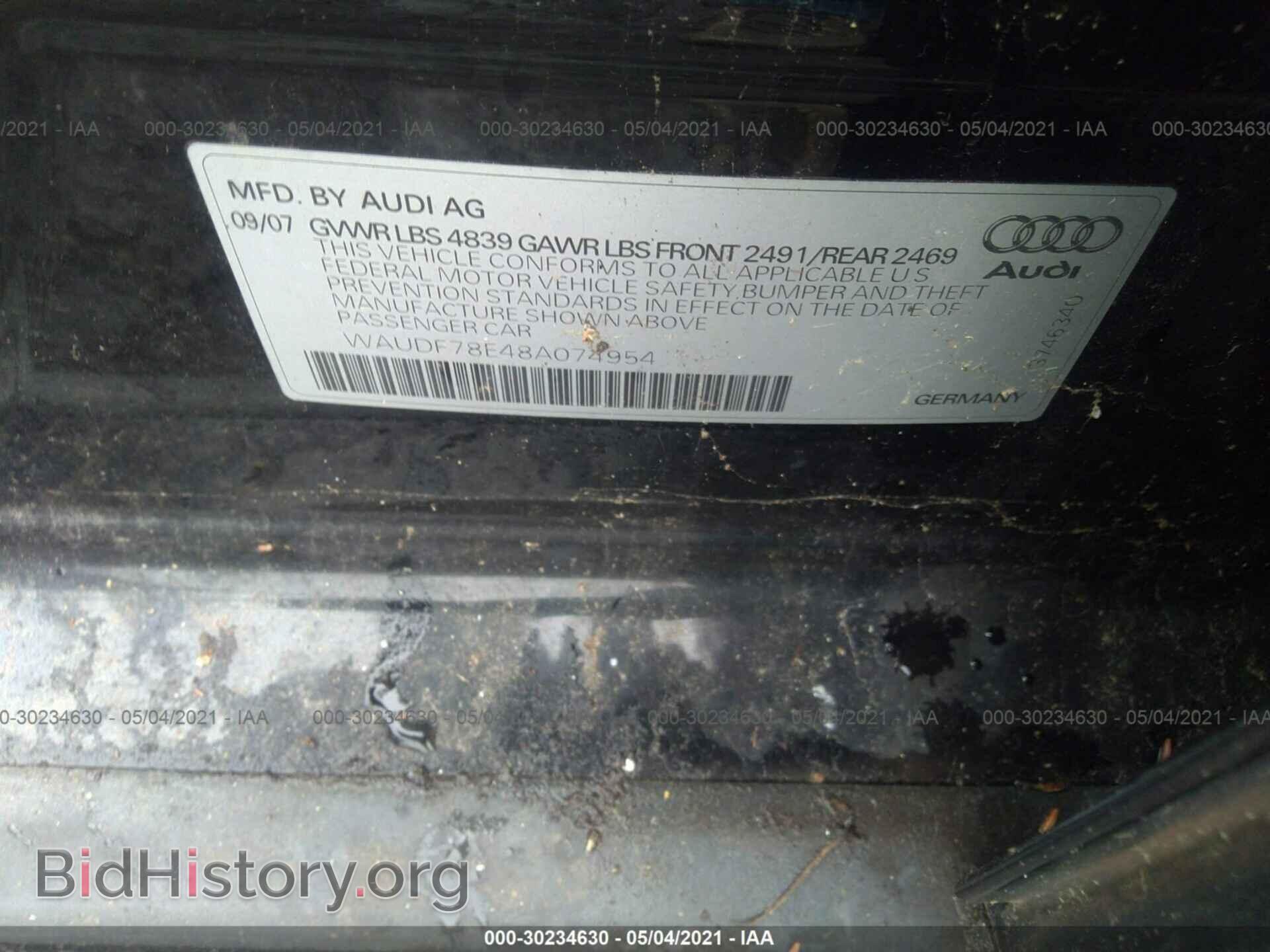 2008 AUDI A4 - VIN: WAUDF78E48A074954 - Фото 9