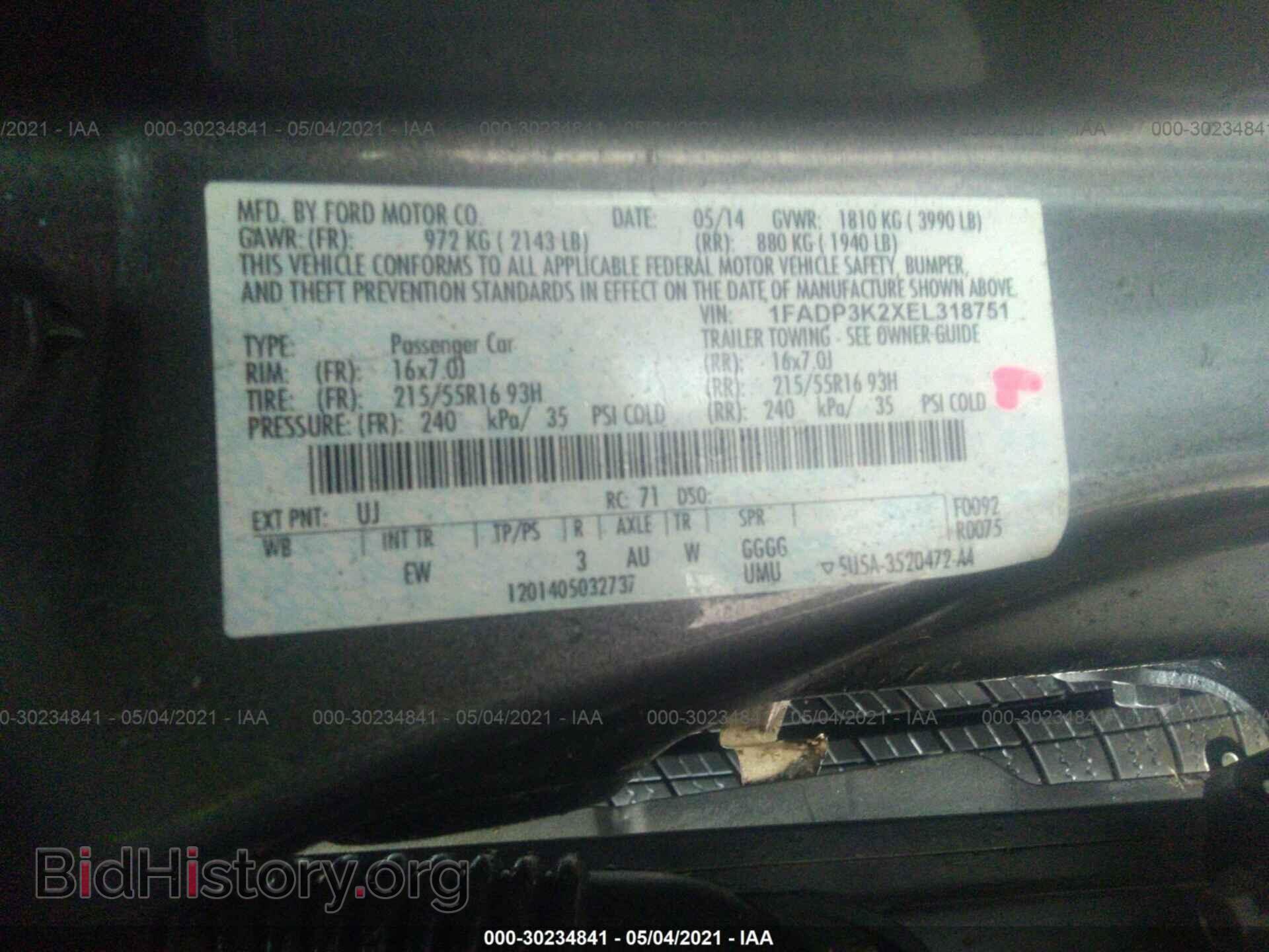 2014 FORD FOCUS - VIN: 1FADP3K2XEL318751 - Фото 9