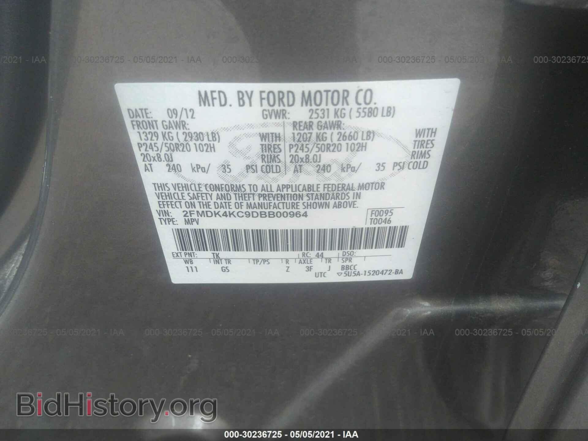 2013 FORD EDGE - VIN: 2FMDK4KC9DBB00964 - Photo 9