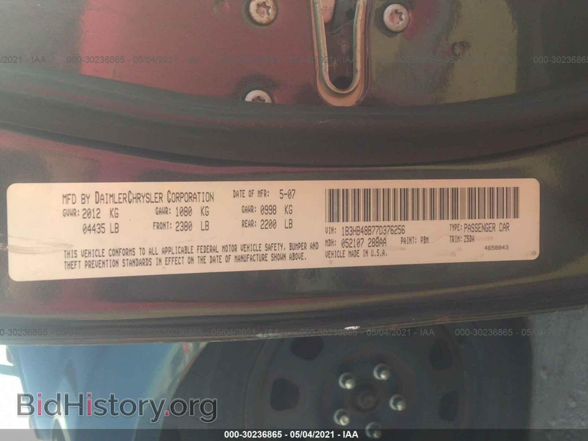 2007 DODGE CALIBER - VIN: 1B3HB48B77D376256 - Photo 9
