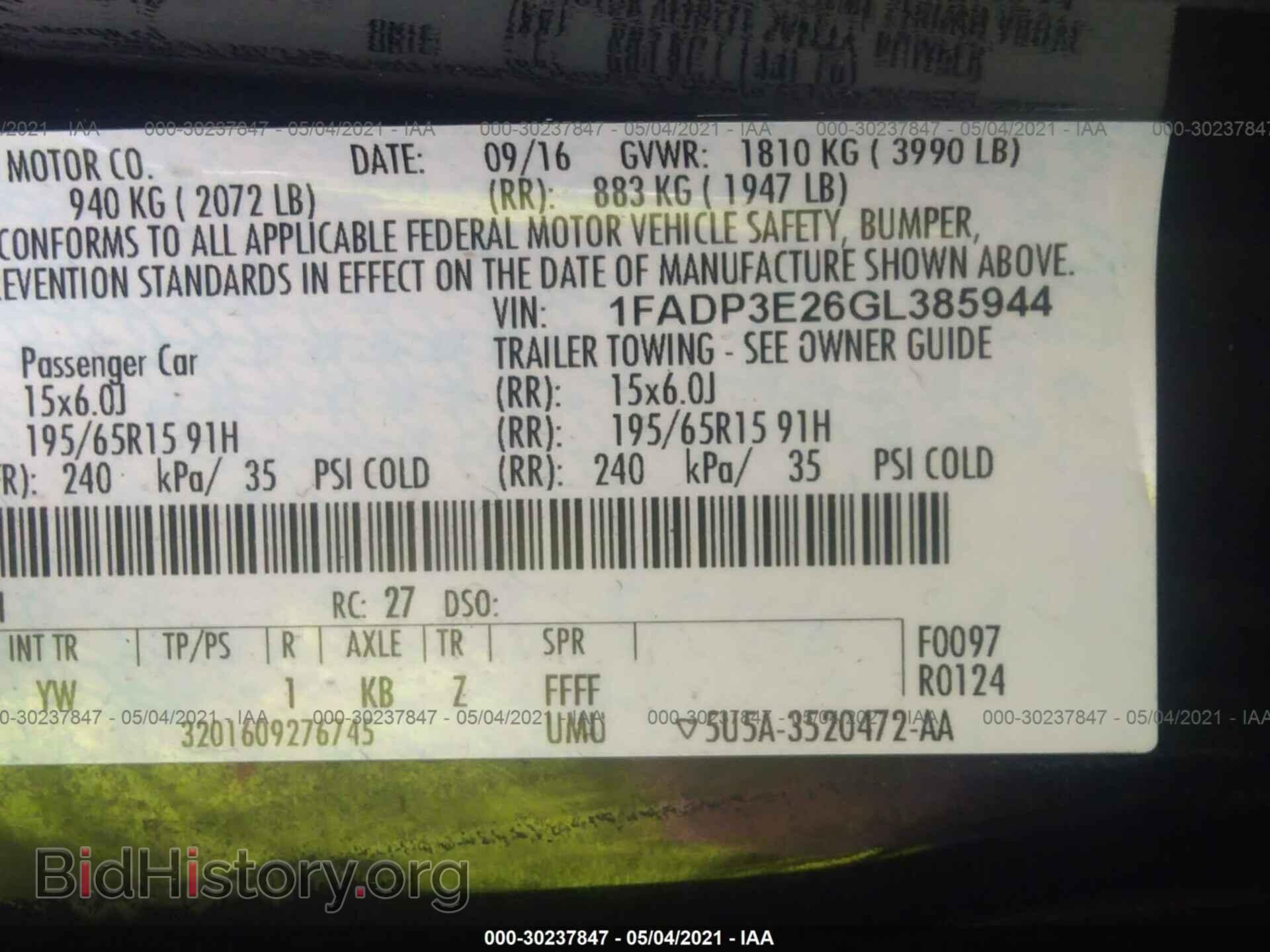 2016 FORD FOCUS - VIN: 1FADP3E26GL385944 - Фото 9