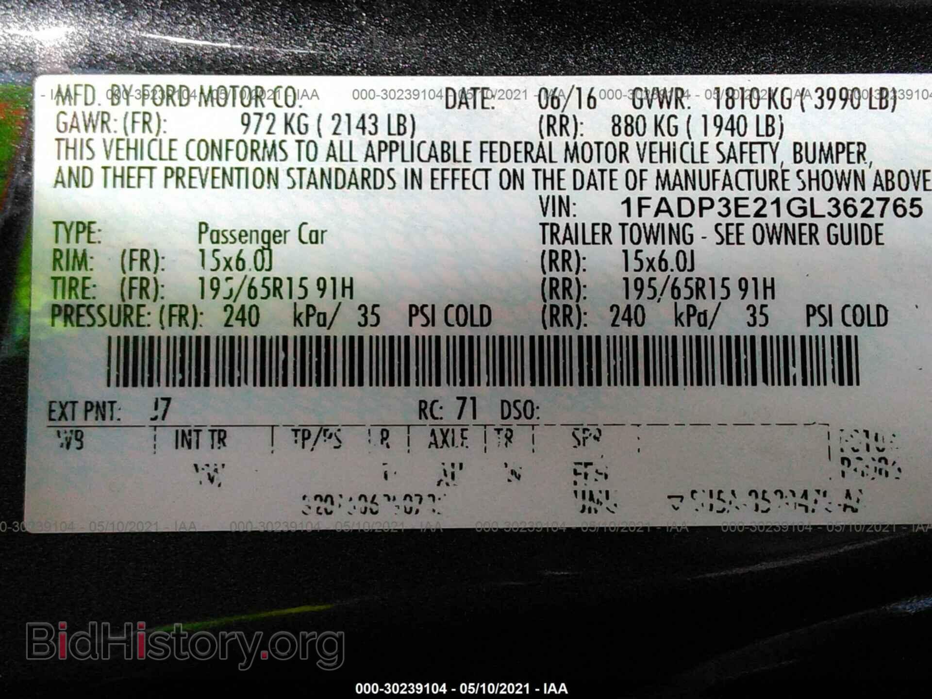 2016 FORD FOCUS - VIN: 1FADP3E21GL362765 - Photo 9