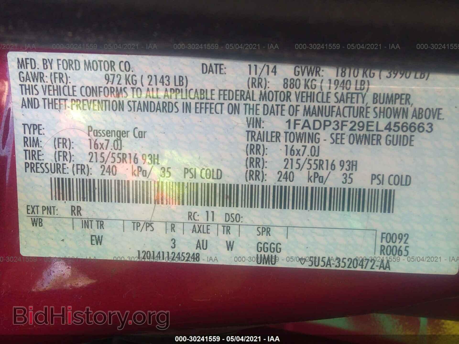 2014 FORD FOCUS - VIN: 1FADP3F29EL456663 - Фото 9