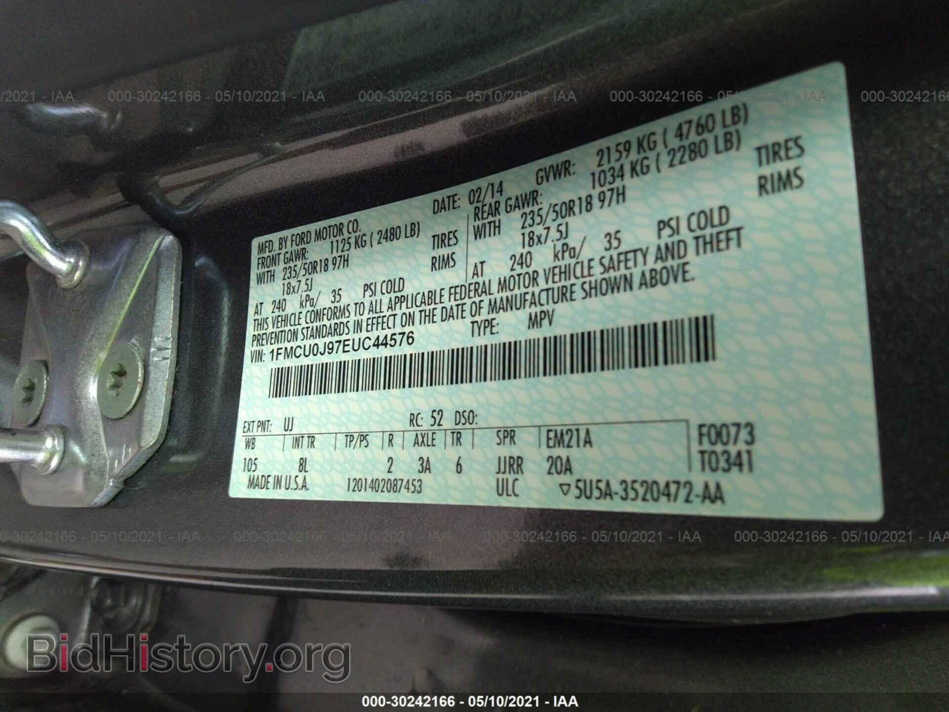 2014 FORD ESCAPE - VIN: 1FMCU0J97EUC44576 - Photo 9