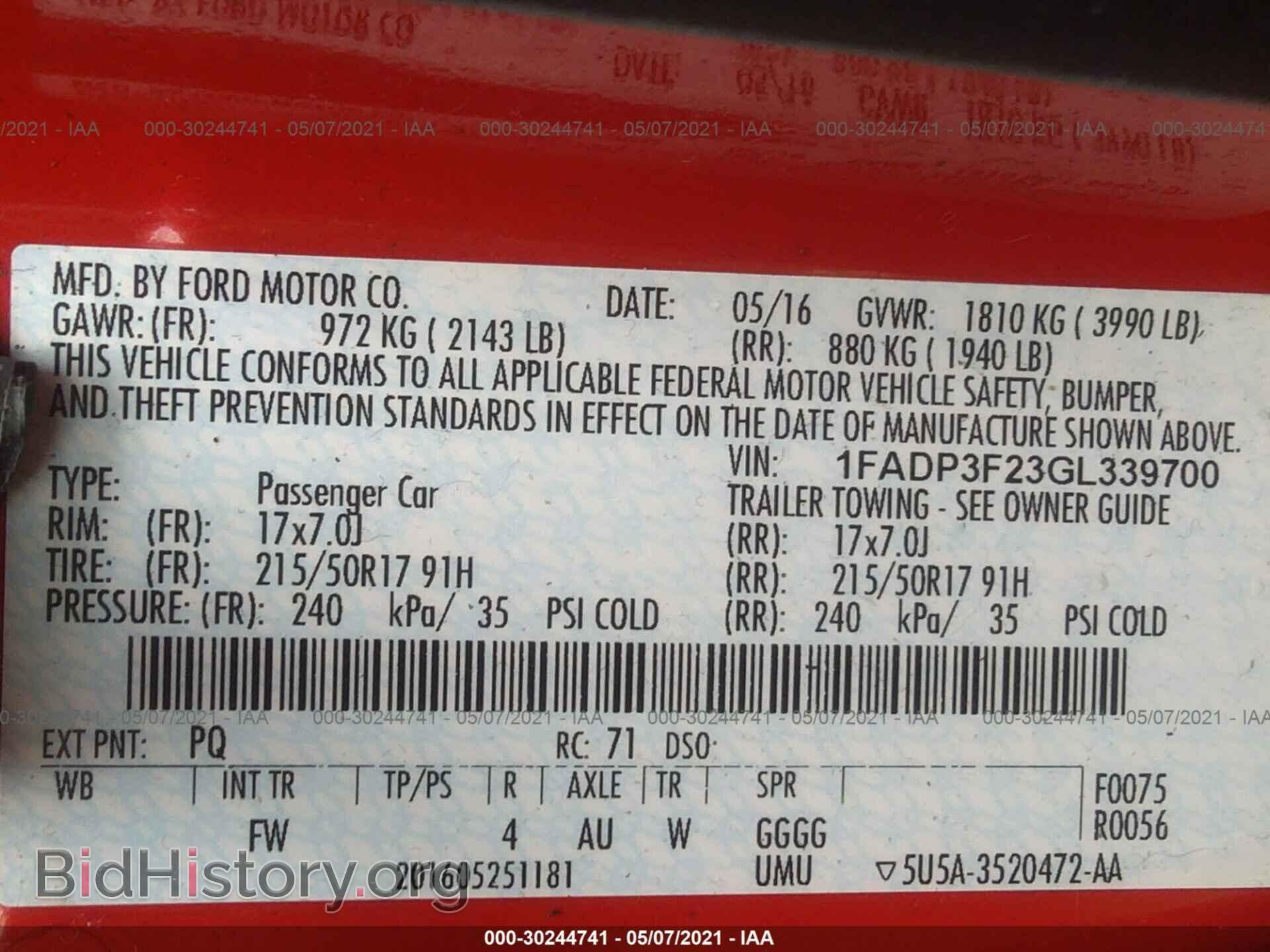 2016 FORD FOCUS - VIN: 1FADP3F23GL339700 - Фото 9