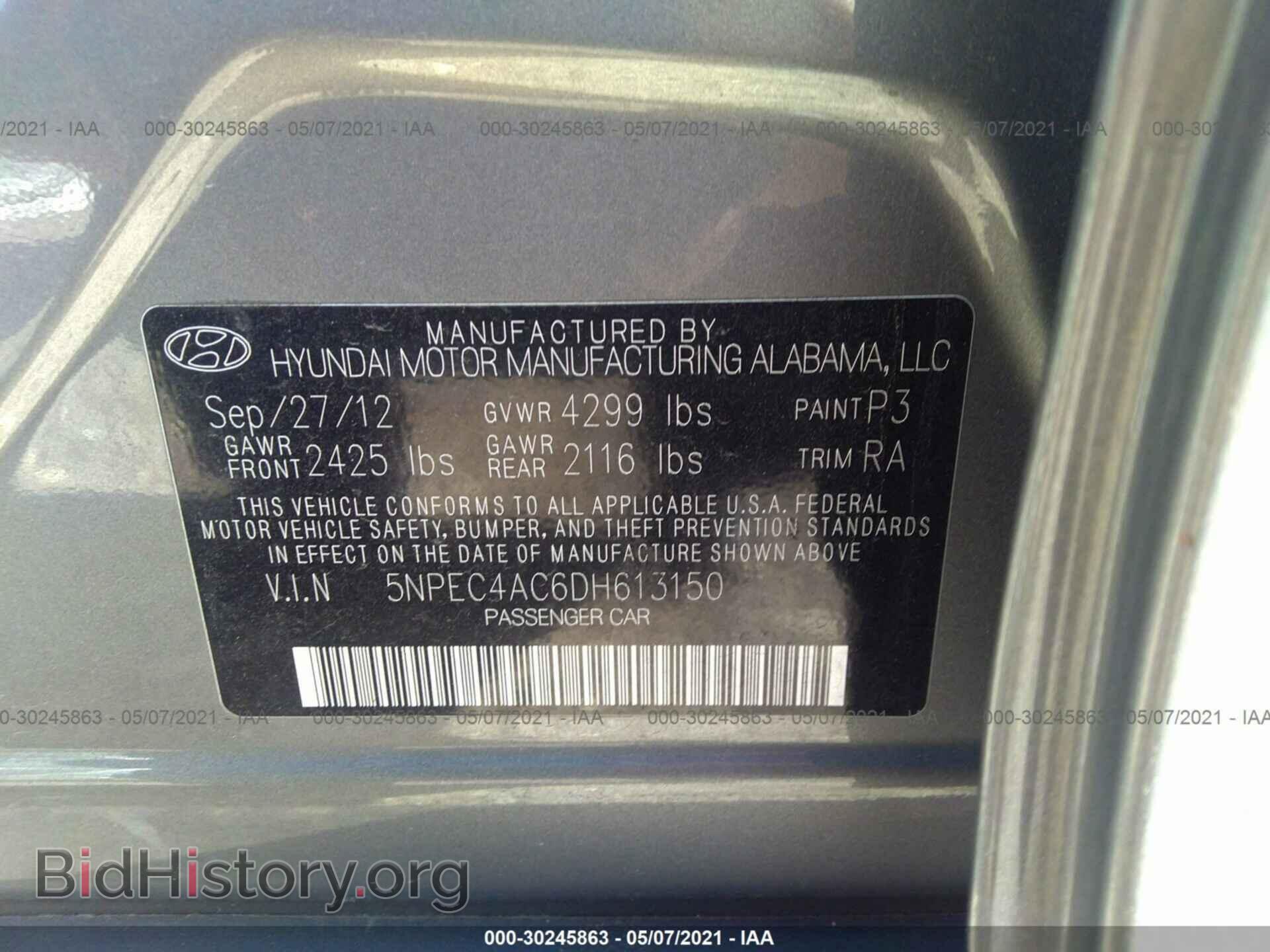 2013 HYUNDAI SONATA - VIN: 5NPEC4AC6DH613150 - Photo 9