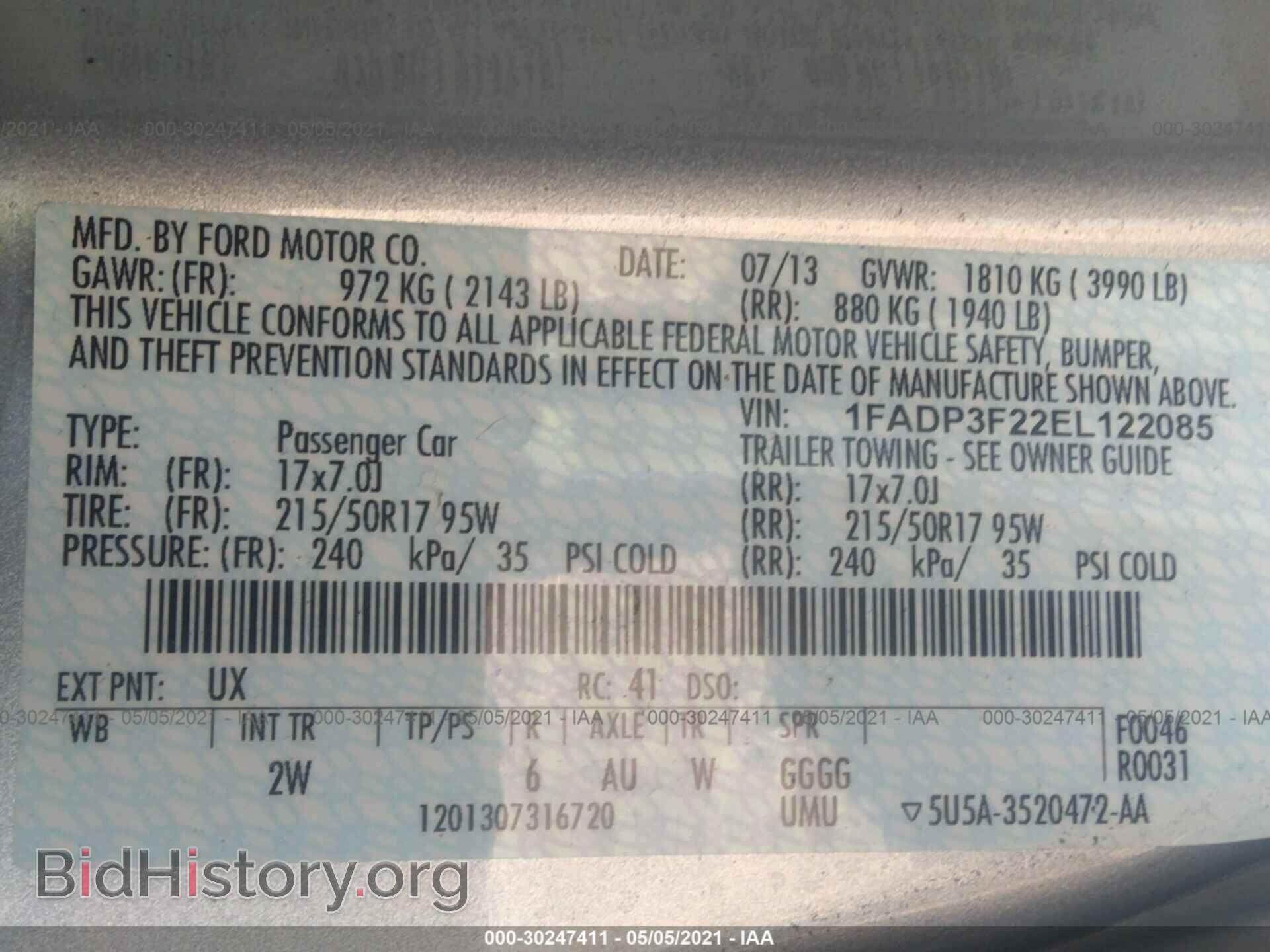 2014 FORD FOCUS - VIN: 1FADP3F22EL122085 - Фото 9