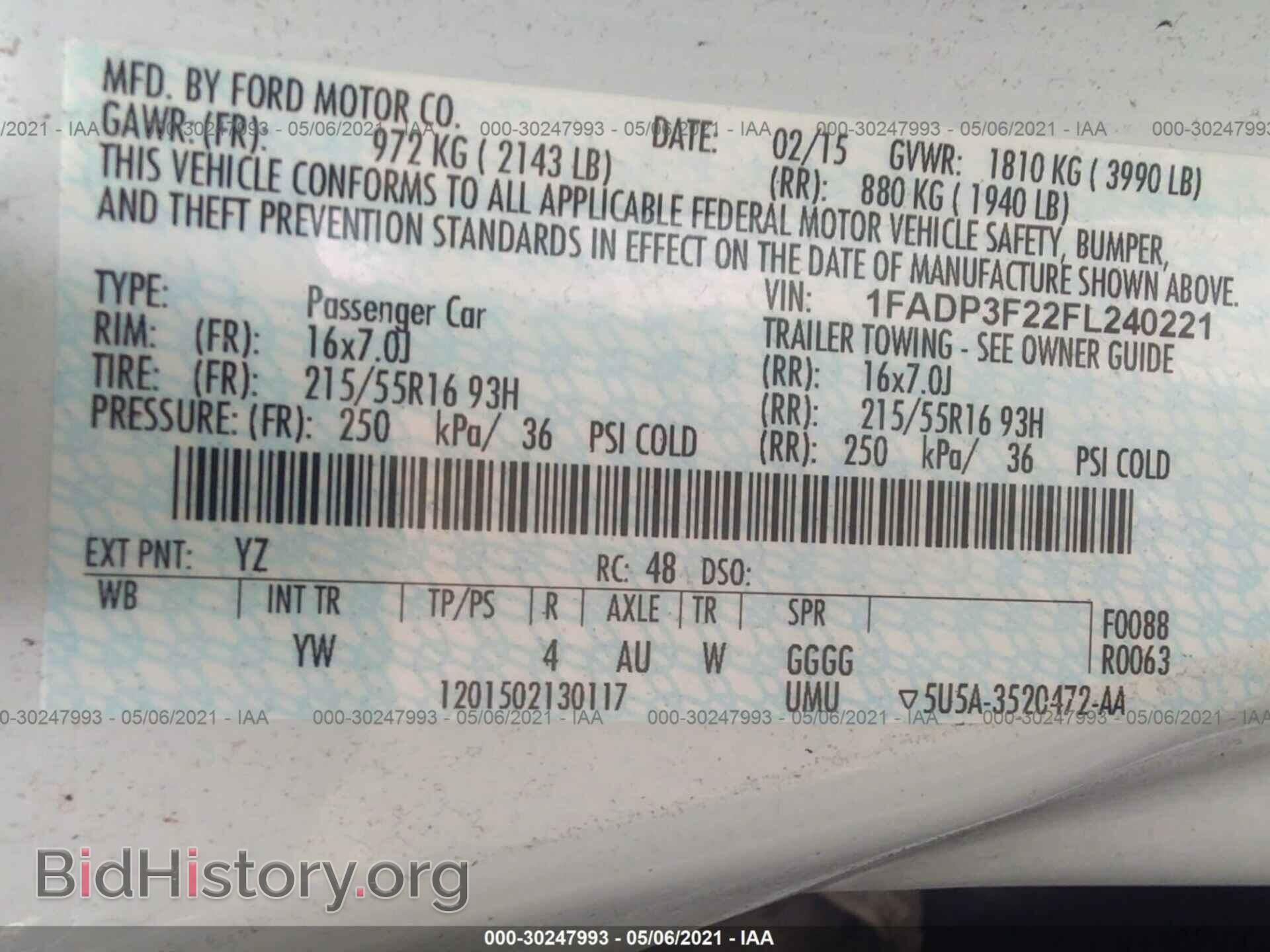 2015 FORD FOCUS - VIN: 1FADP3F22FL240221 - Фото 9