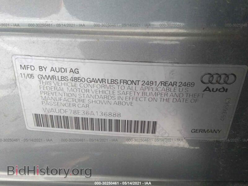 2006 Audi A4 (VIN WAUDF78E36A136888) — фото 9 из 11