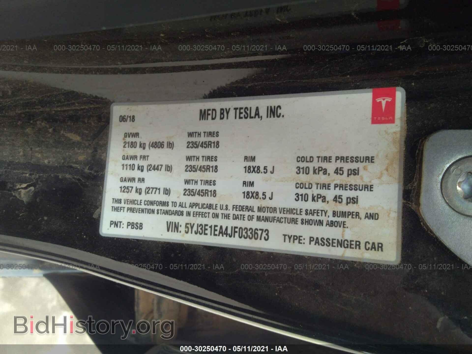 2018 TESLA MODEL 3 - VIN: 5YJ3E1EA4JF033673 - Photo 9