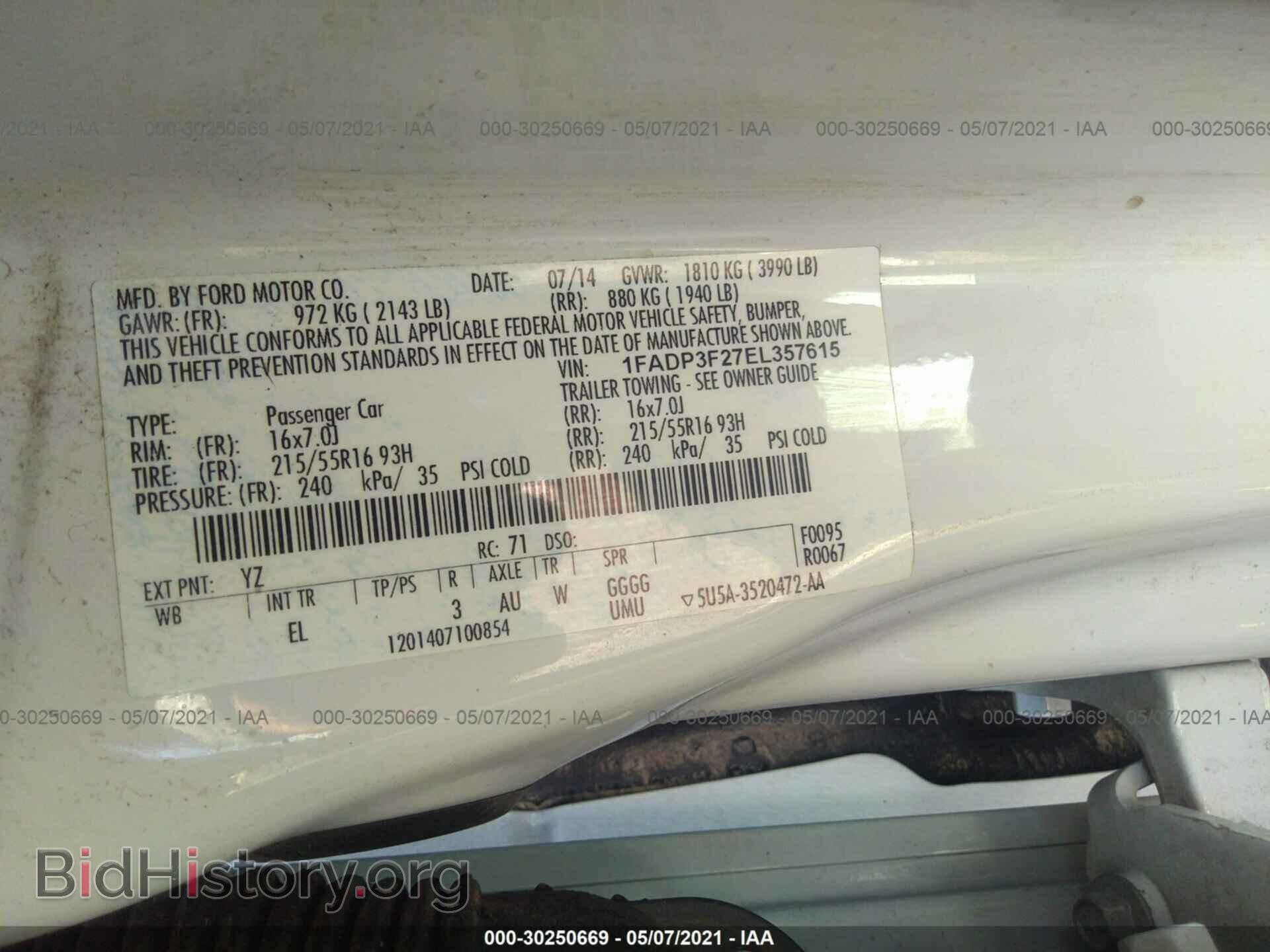 2014 FORD FOCUS - VIN: 1FADP3F27EL357615 - Фото 9