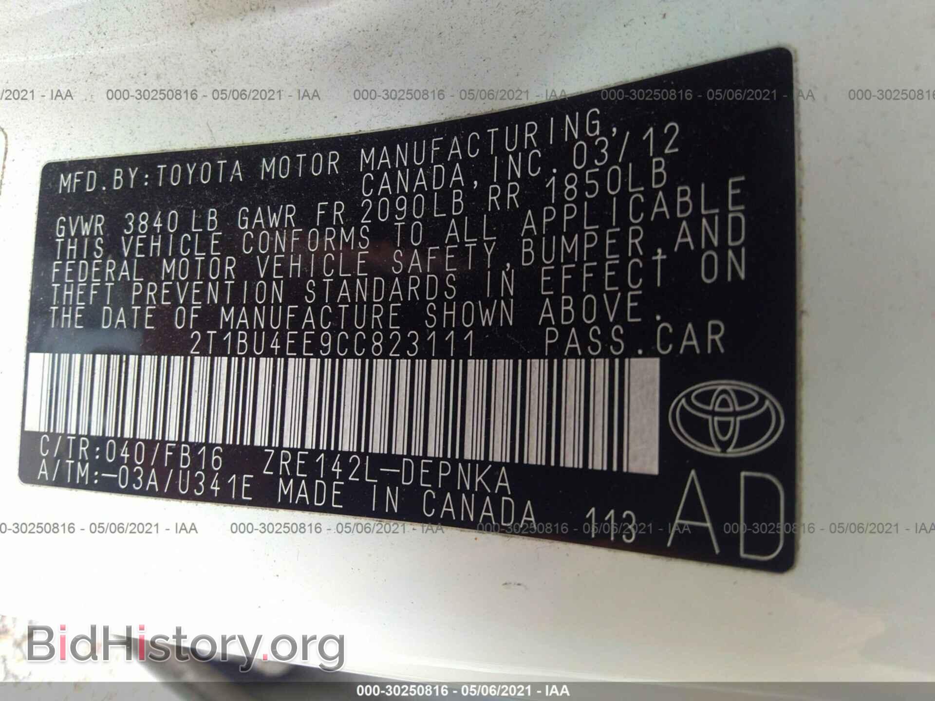 2012 TOYOTA COROLLA - VIN: 2T1BU4EE9CC823111 - Photo 9